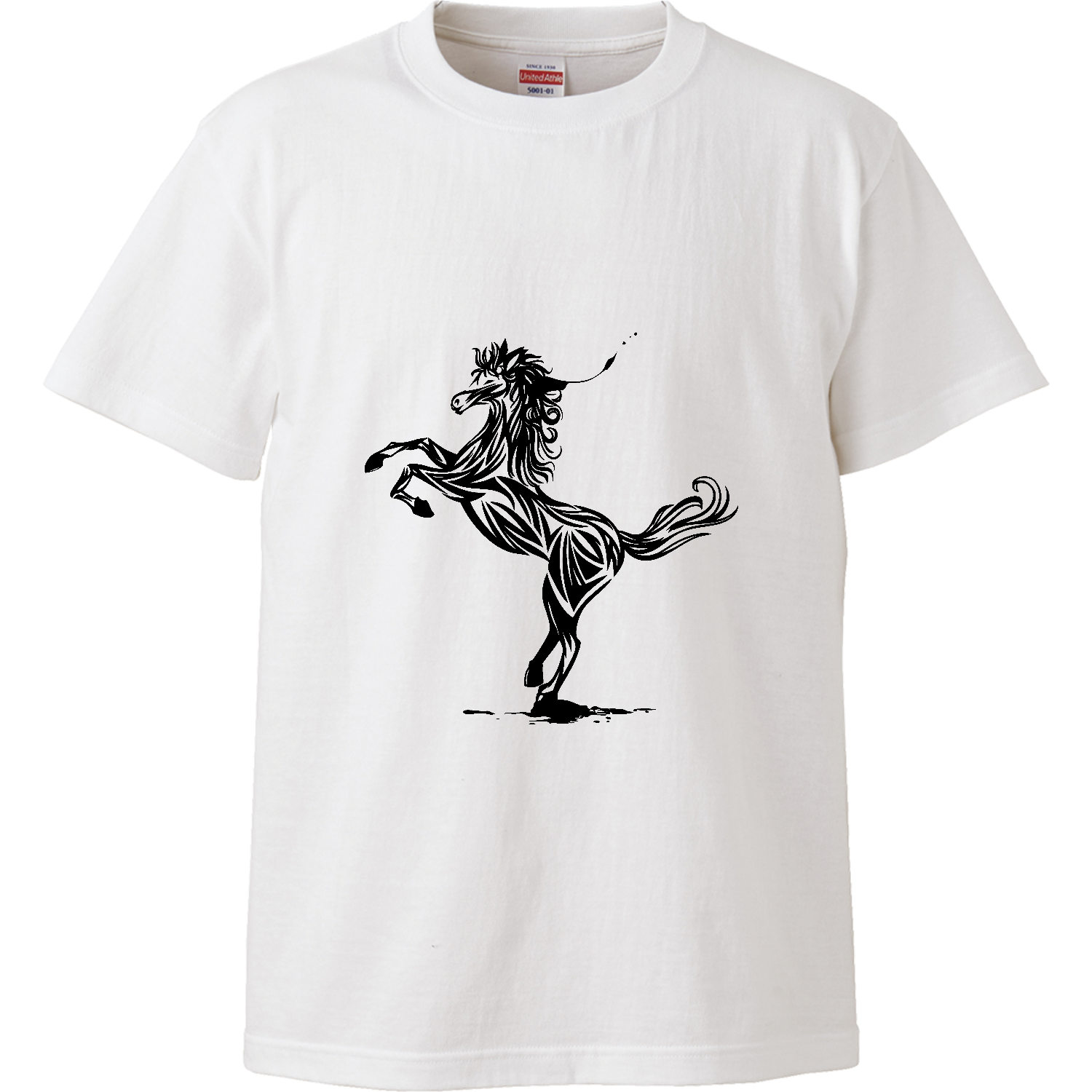 躍動感のある馬のシルエット ハイクオリティーTシャツ