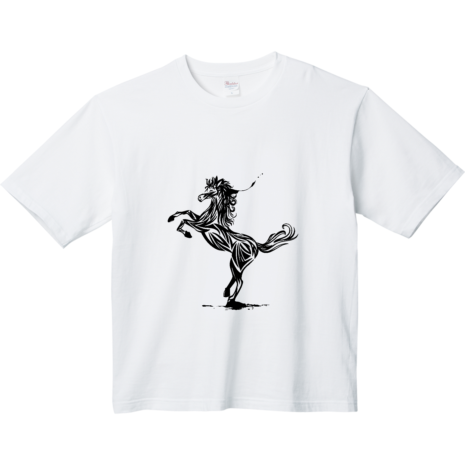 躍動感のある馬のシルエット ヘビーウェイト ビッグシルエットTシャツ