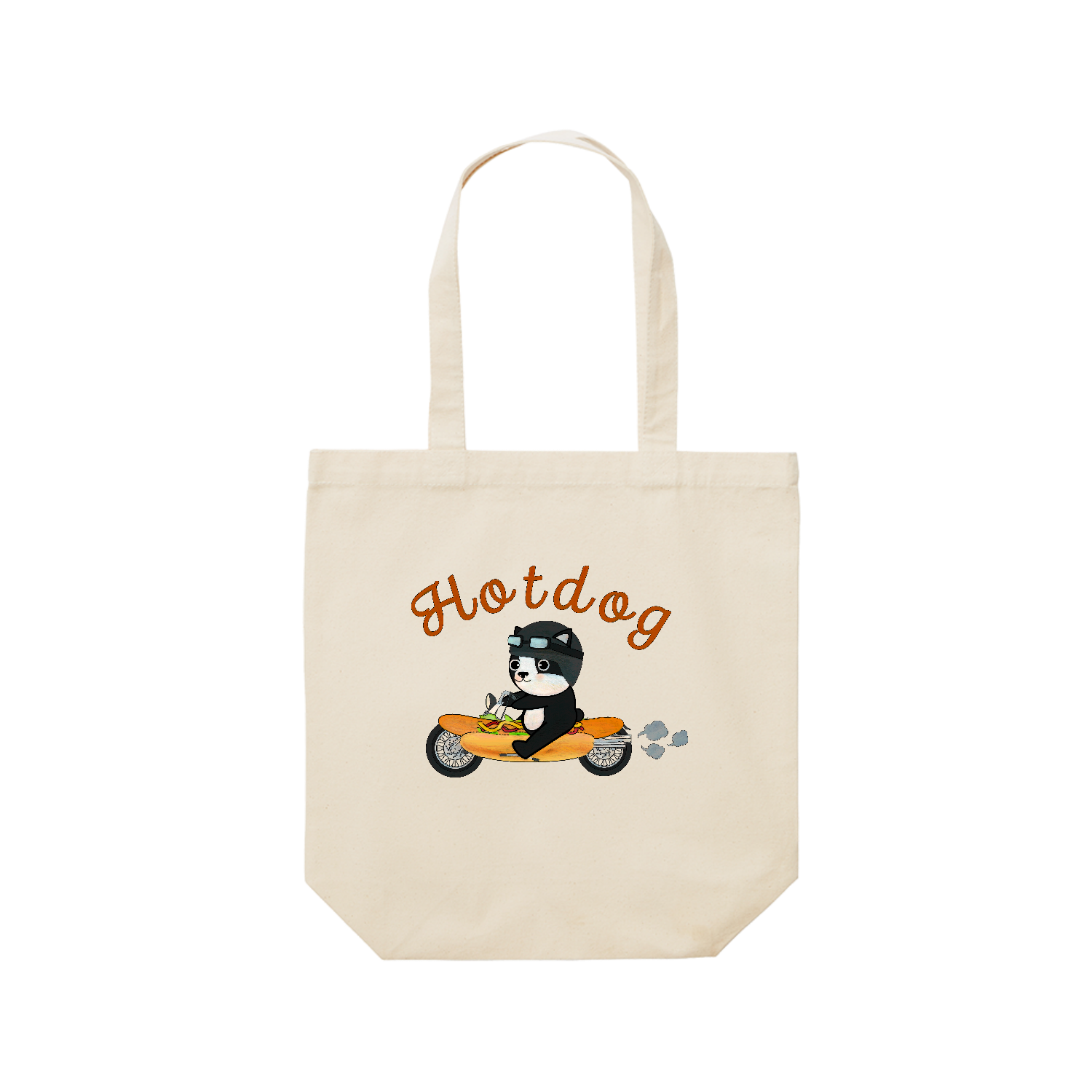 ホットドッグフレンチブルドッグちゃん レギュラーキャンバストートバッグ(M) (フルカラー転写プリント)