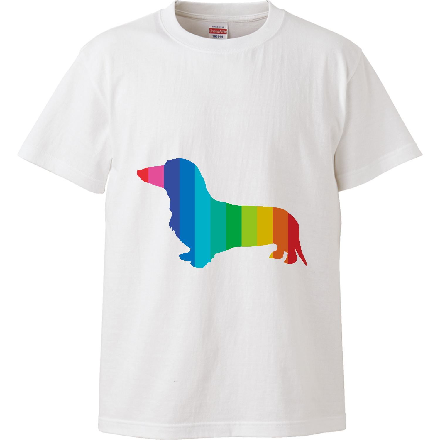 ミニチュアダックスフンドのカラフルシルエット ハイクオリティーTシャツ