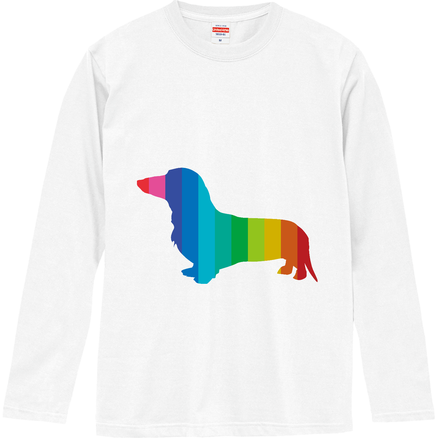 ミニチュアダックスフンドのカラフルシルエット ロングスリーブTシャツ