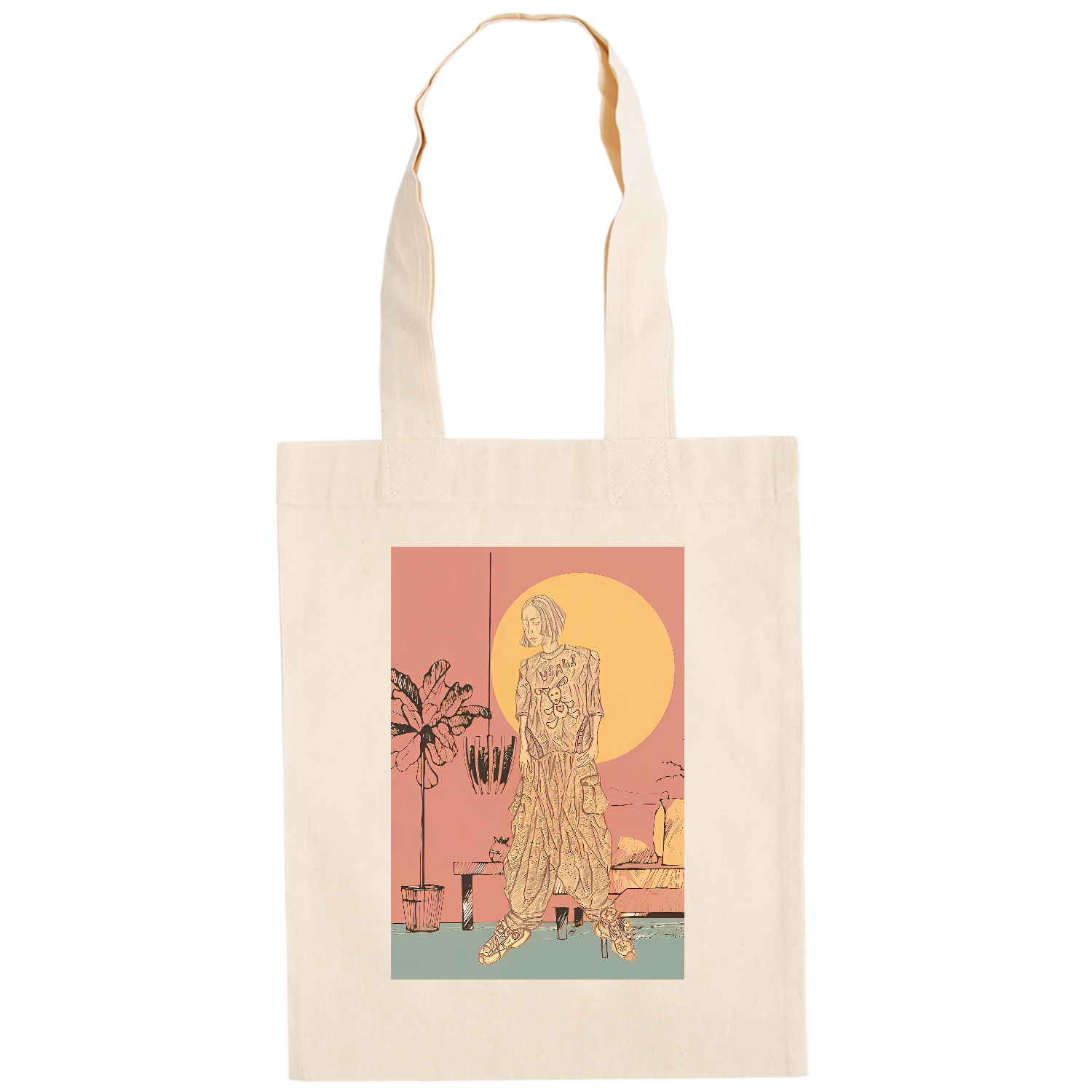 オシャレ、イラスト、モノクロ、服 ドイツテューテ【白プリントあり】