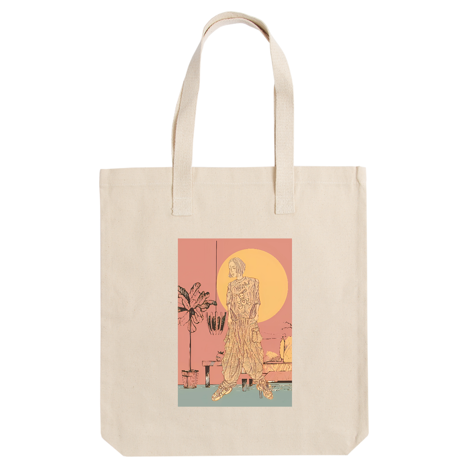 オシャレ、イラスト、モノクロ、服 アーバントート【白プリントあり】