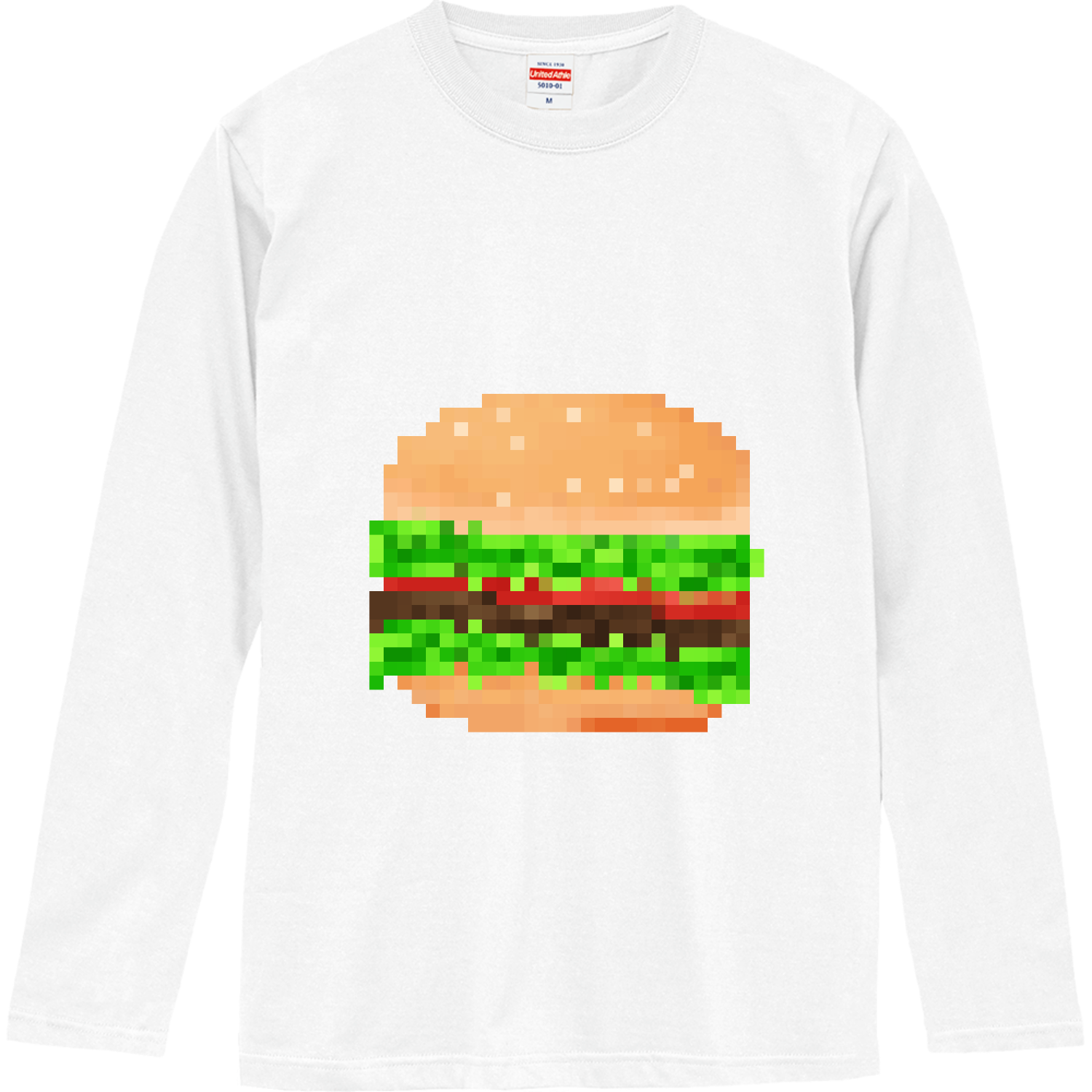 可愛いハンバーガーのドット絵イラスト ロングスリーブTシャツ