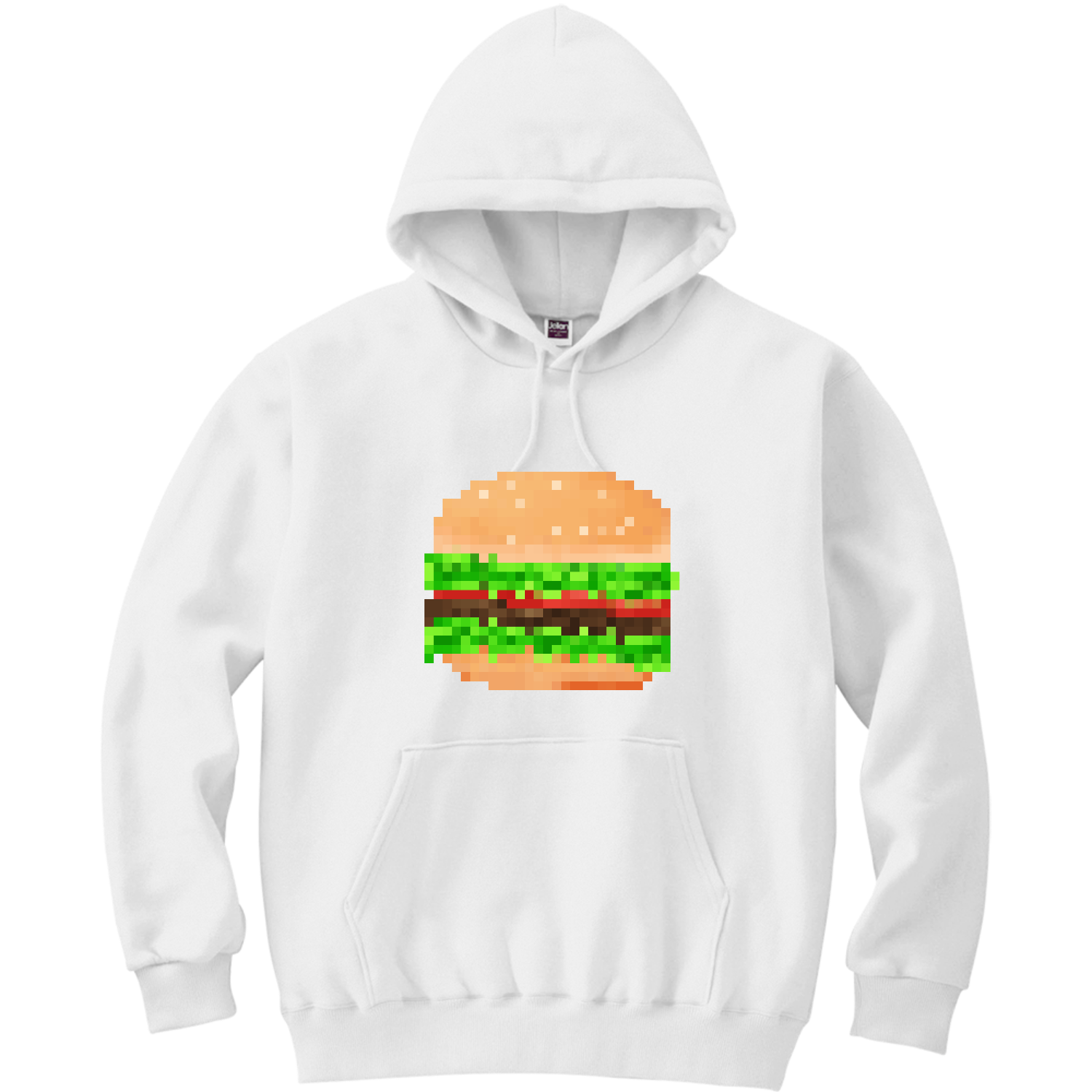 可愛いハンバーガーのドット絵イラスト 軽量プルパーカー (長袖プリント)