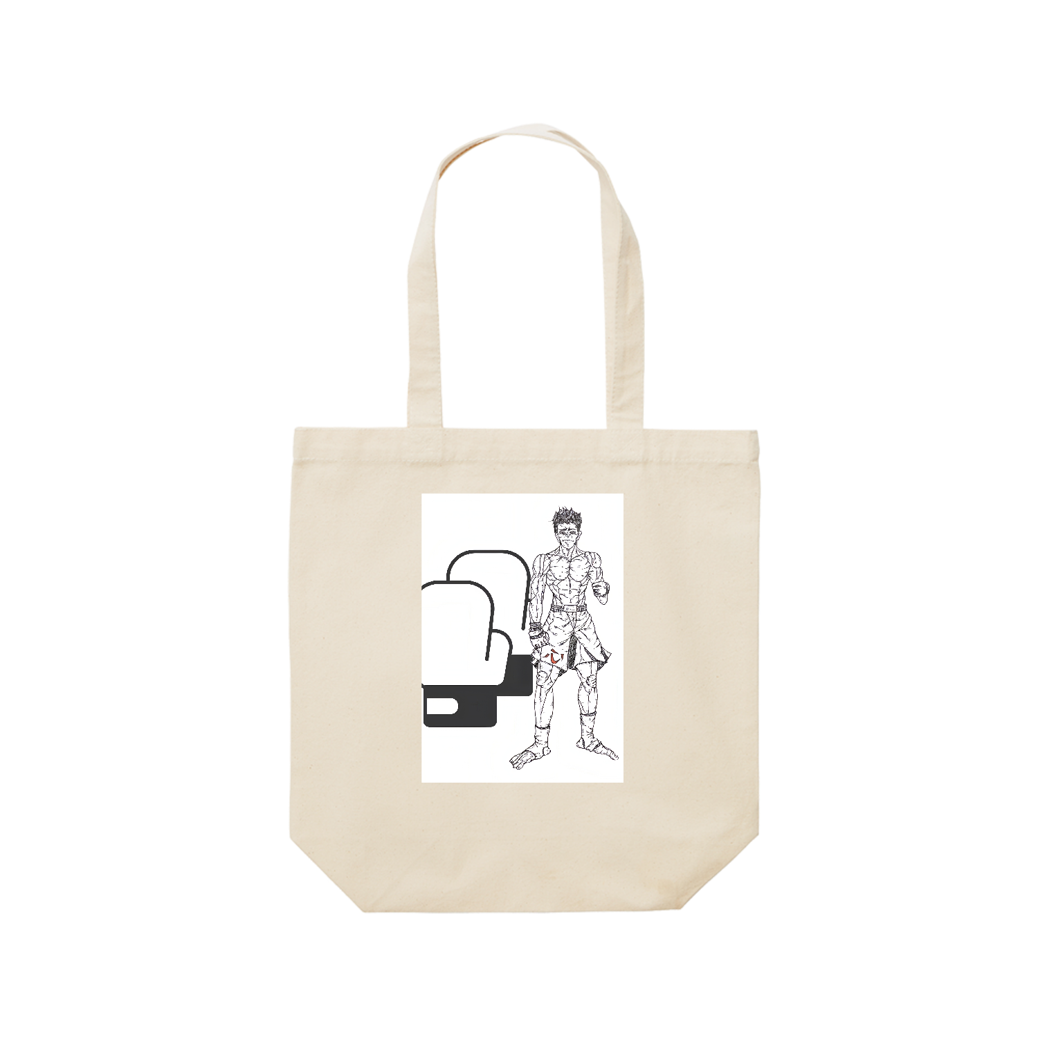 格闘家、心、筋肉、メッセージ レギュラーキャンバストートバッグ(M) (フルカラー転写プリント)