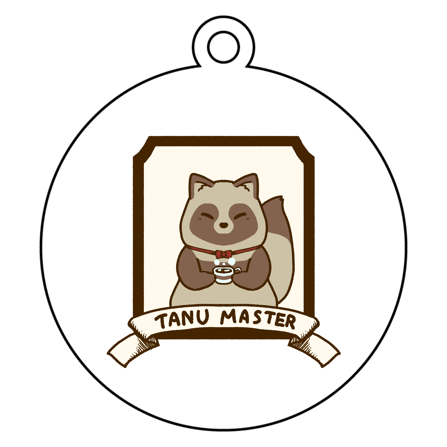 たぬきのマスターアクリルキーホルダー　丸型 (6cm)1