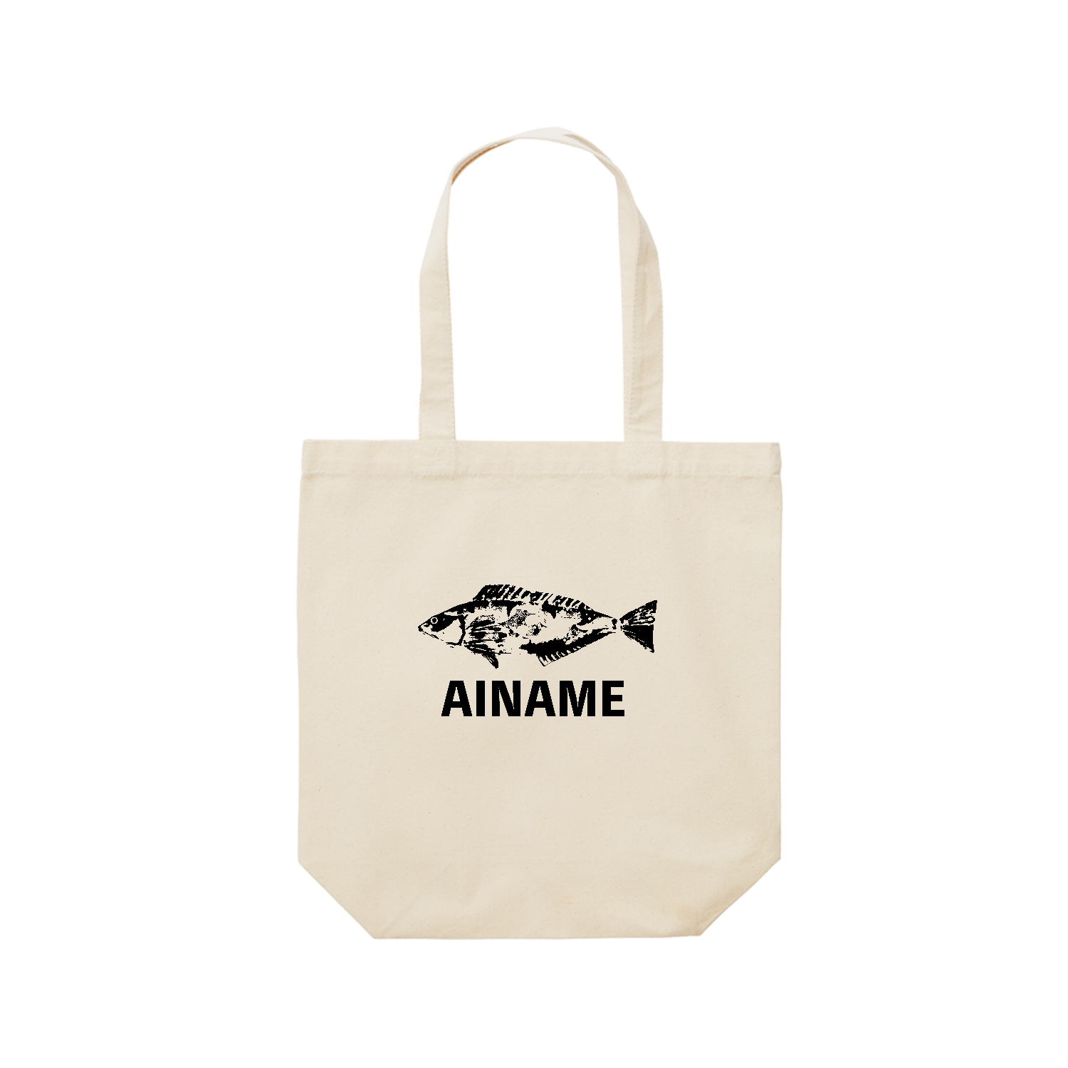 アイナメ・アブラコの魚拓イラスト レギュラーキャンバストートバッグ(M) (フルカラー転写プリント)