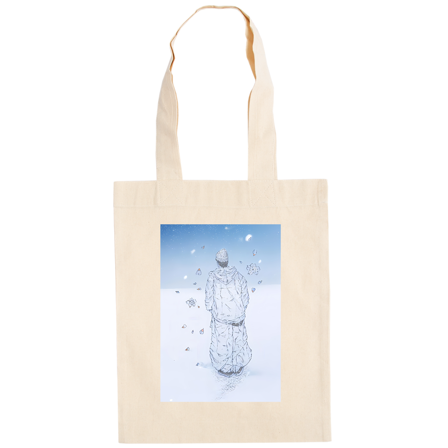 雪、桜、パーカー、ニット帽 ドイツテューテ【白プリントあり】