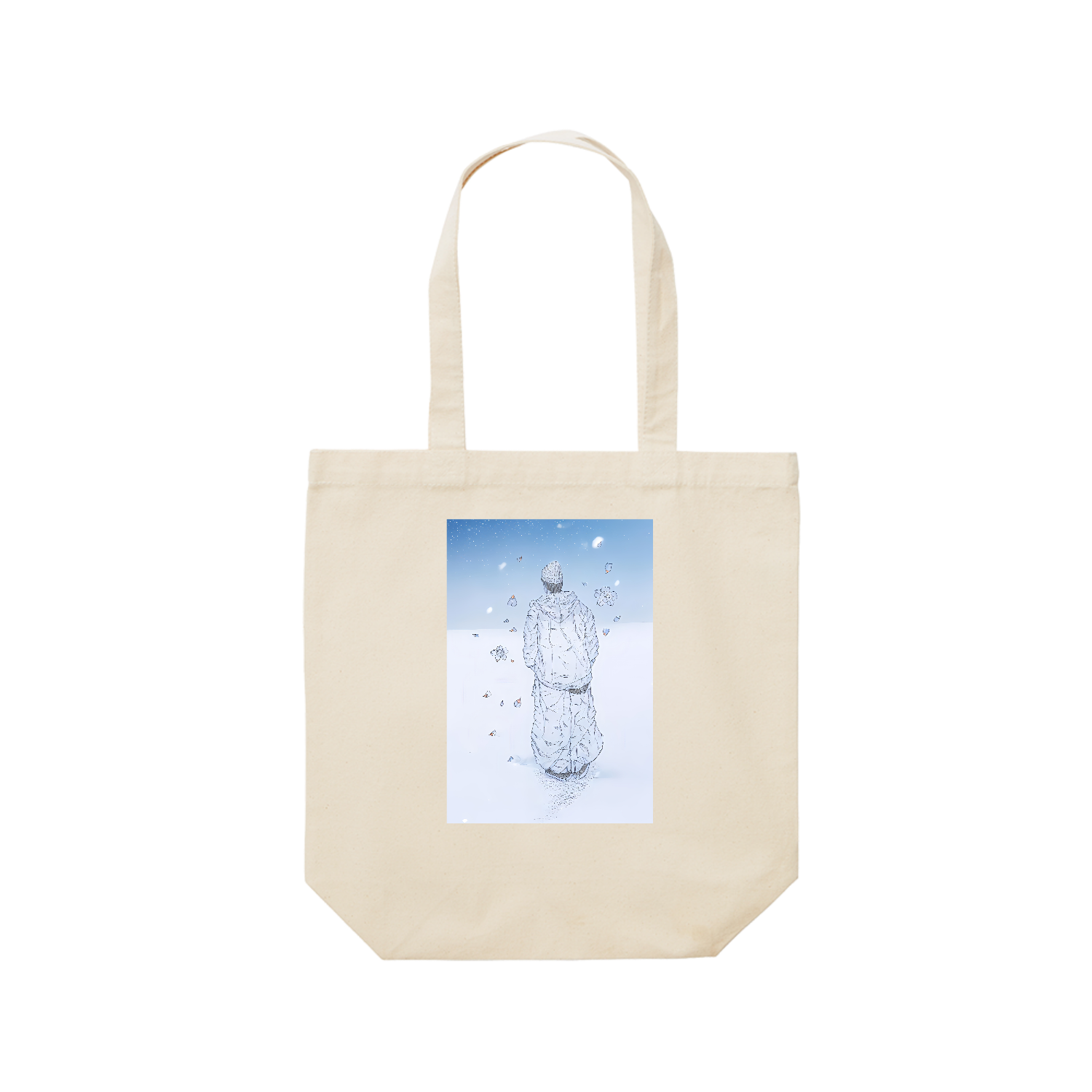 雪、桜、パーカー、ニット帽 レギュラーキャンバストートバッグ(M) (フルカラー転写プリント)