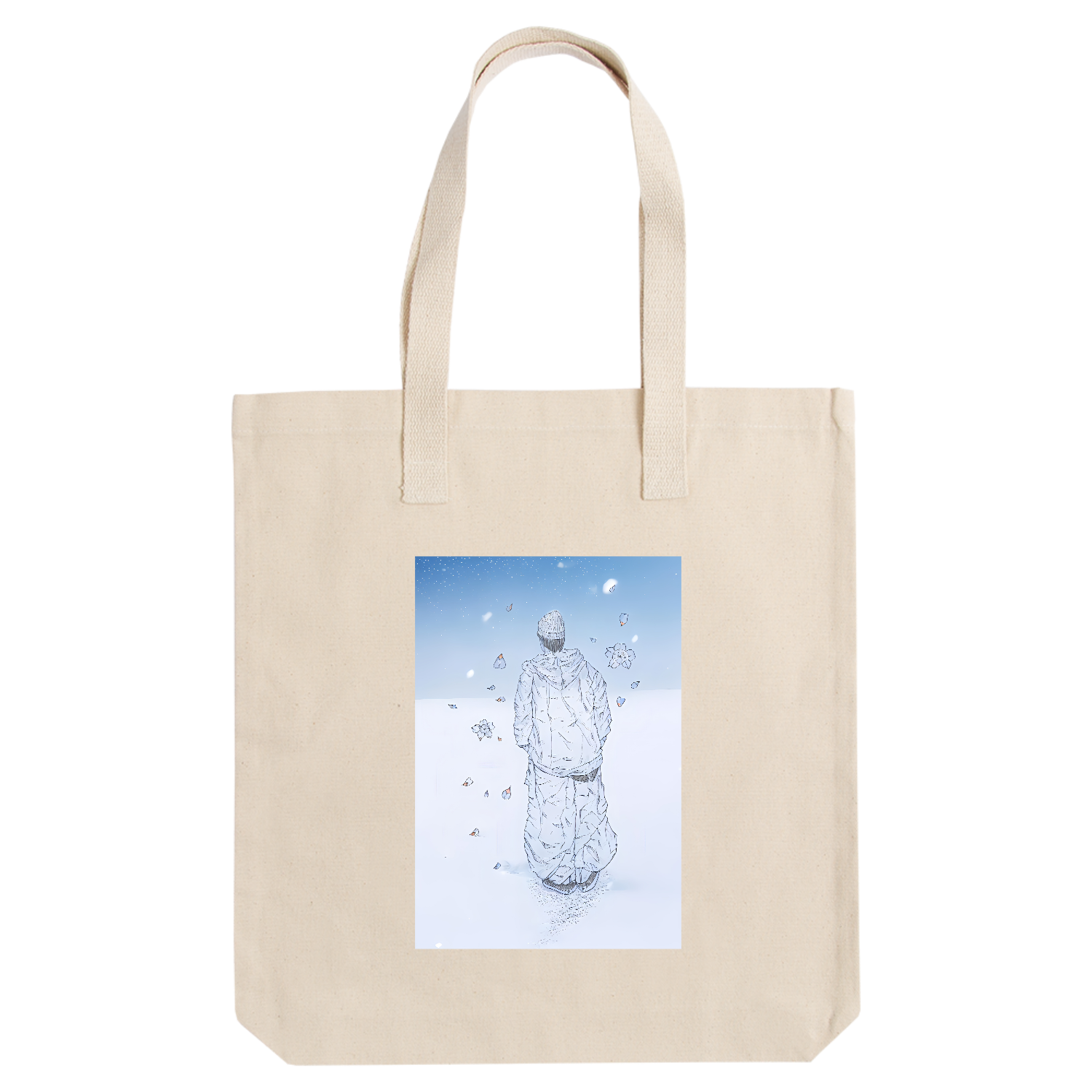 雪、桜、パーカー、ニット帽 アーバントート【白プリントあり】