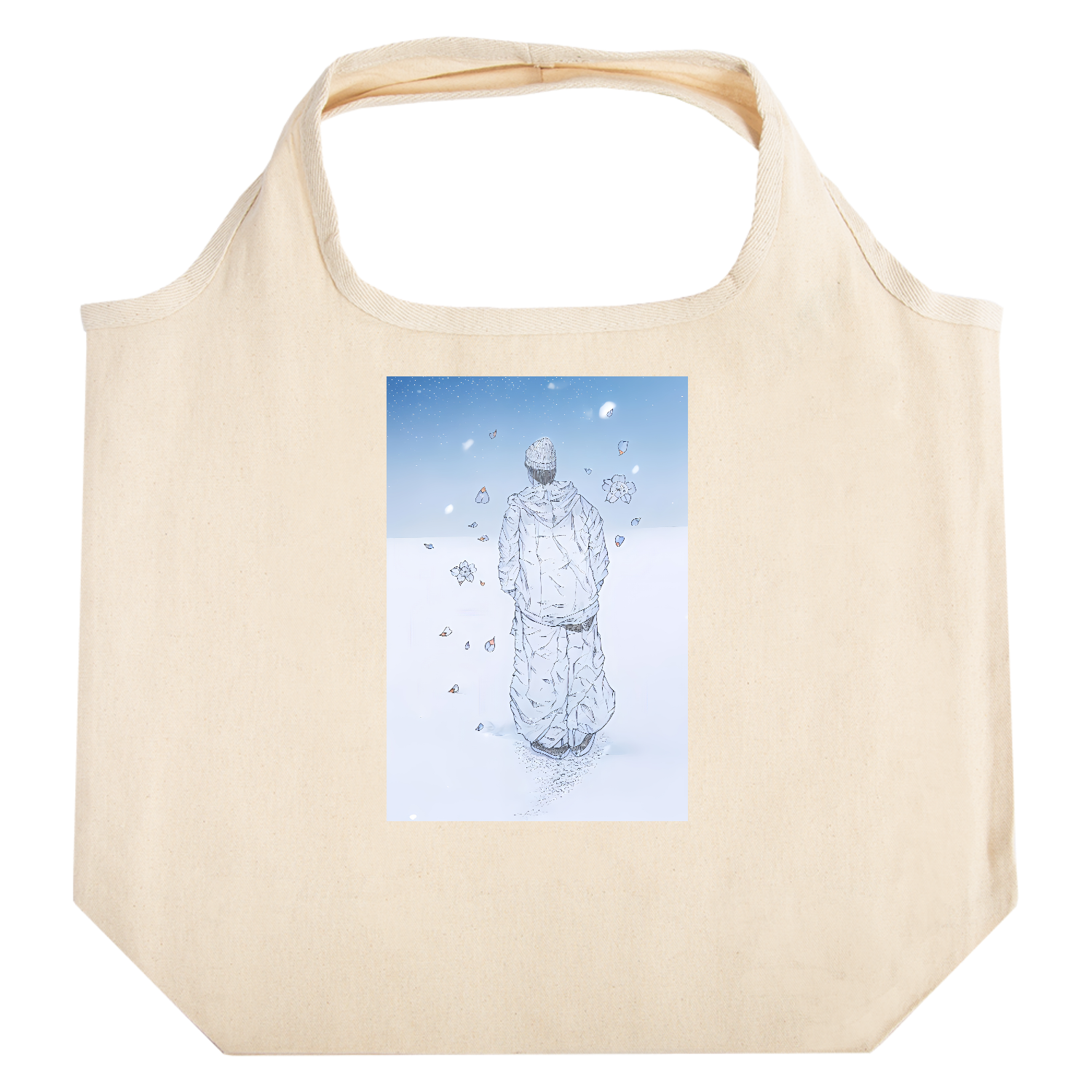 雪、桜、パーカー、ニット帽 たためるマルシェ【白プリントあり】