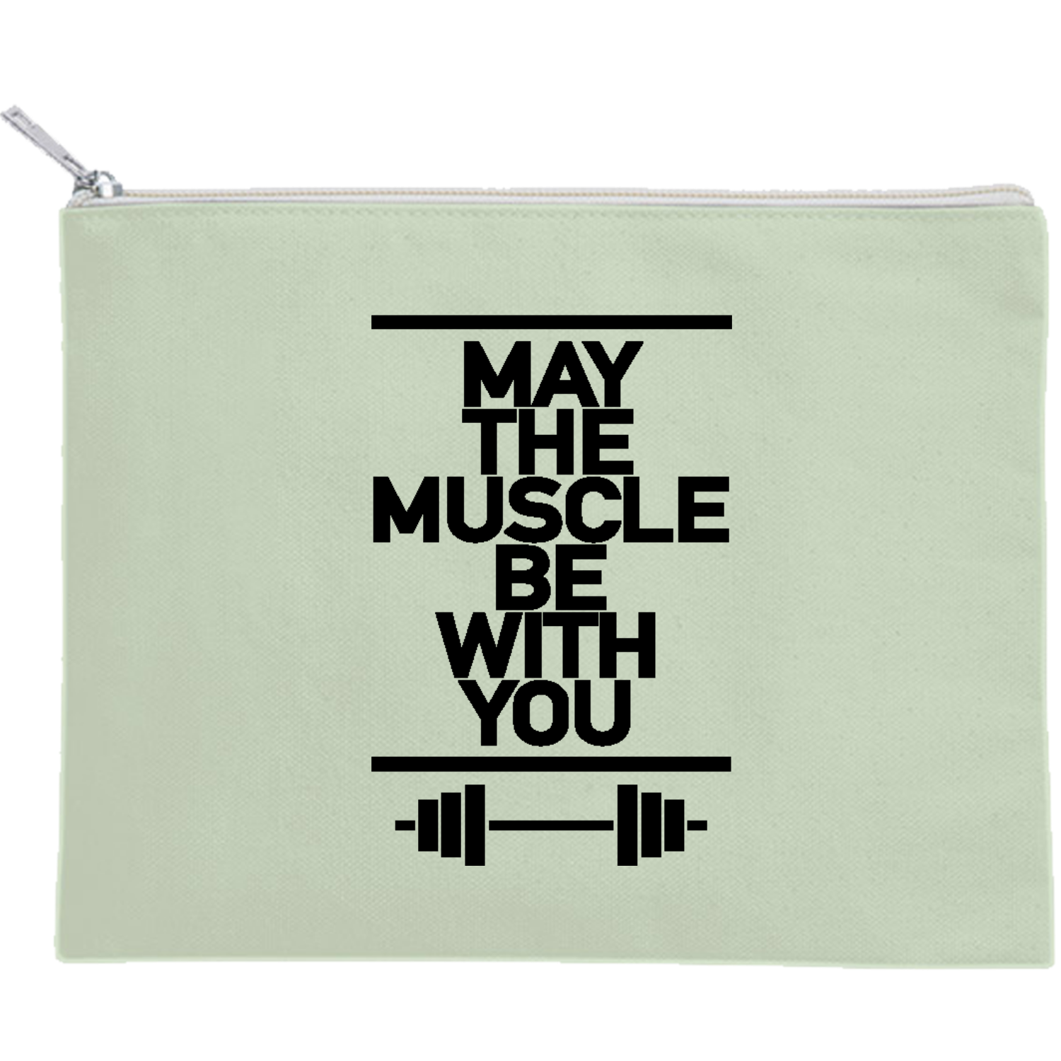 筋肉と共にあらんことを キャンバスフラットポーチ（M）【白プリント有】