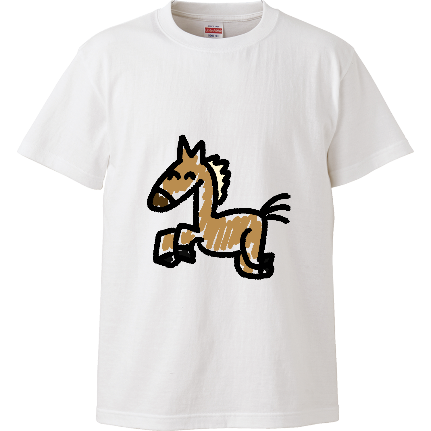 手書きの可愛い馬のイラスト ハイクオリティーTシャツ