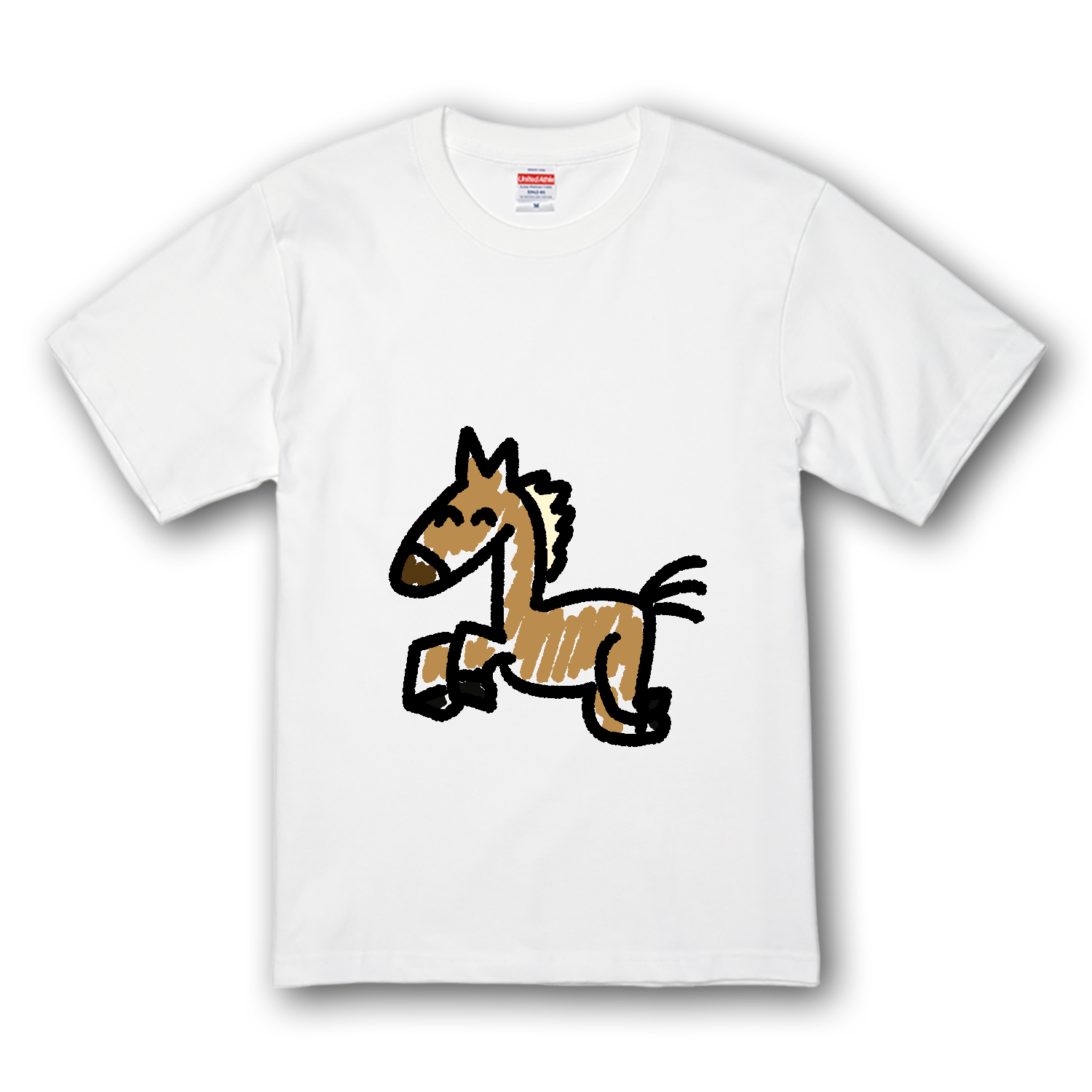 手書きの可愛い馬のイラスト プレミアムTシャツ