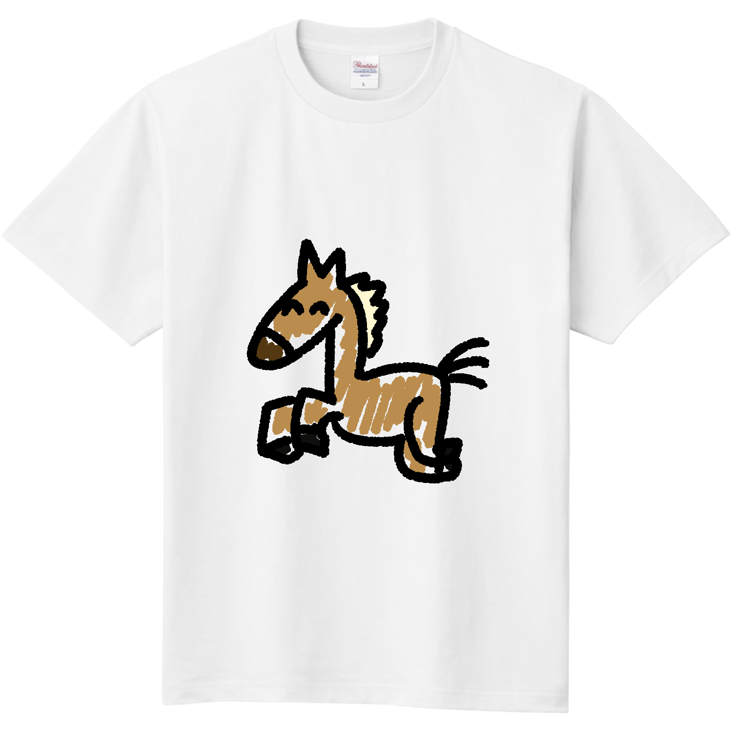 手書きの可愛い馬のイラスト 定番Ｔシャツ