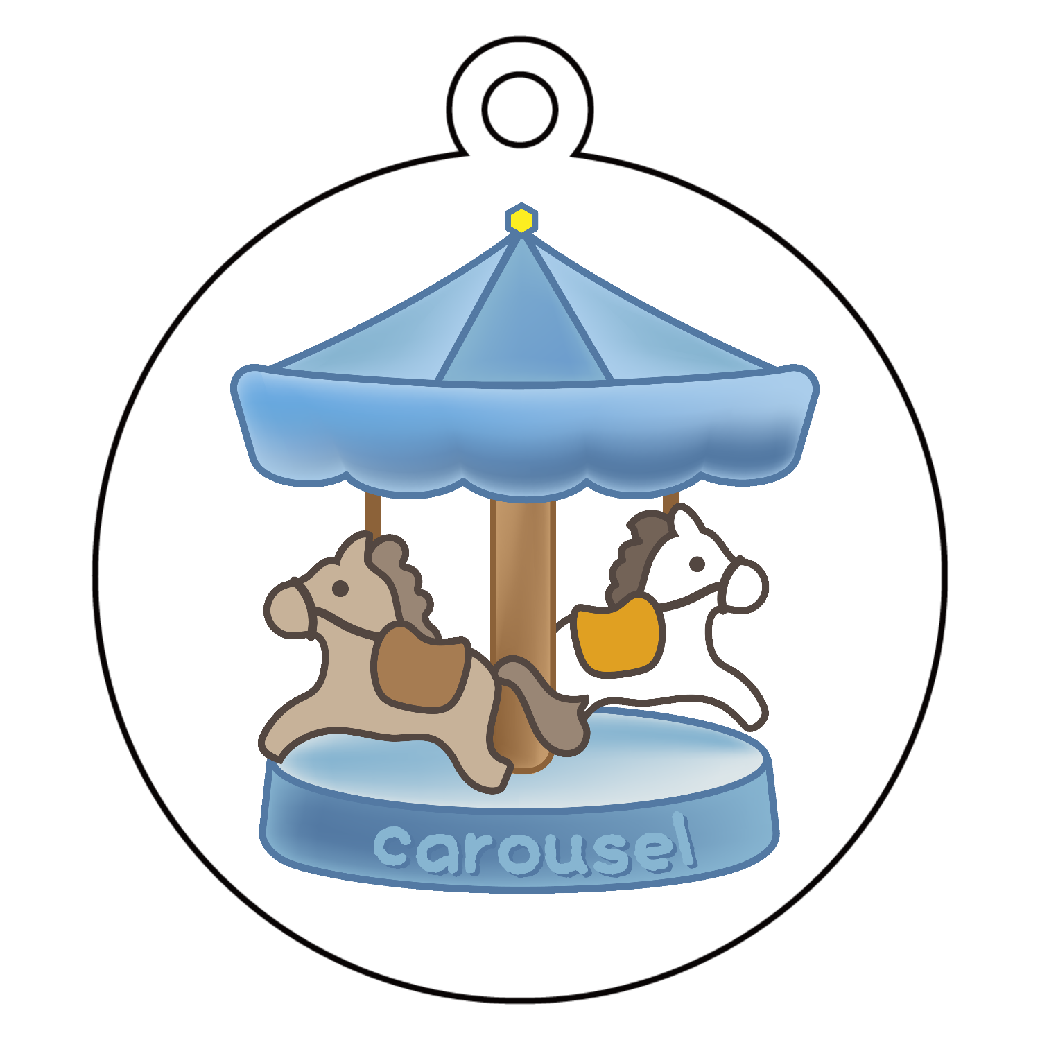 carousel／メリーゴーランド・ウマ・午年アクリルキーホルダー 丸型