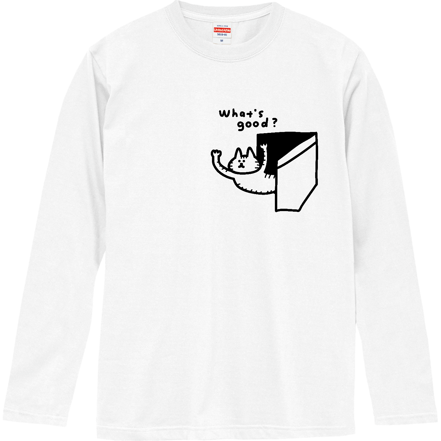 ポケットを開けて出てくるネコ ロングスリーブTシャツ