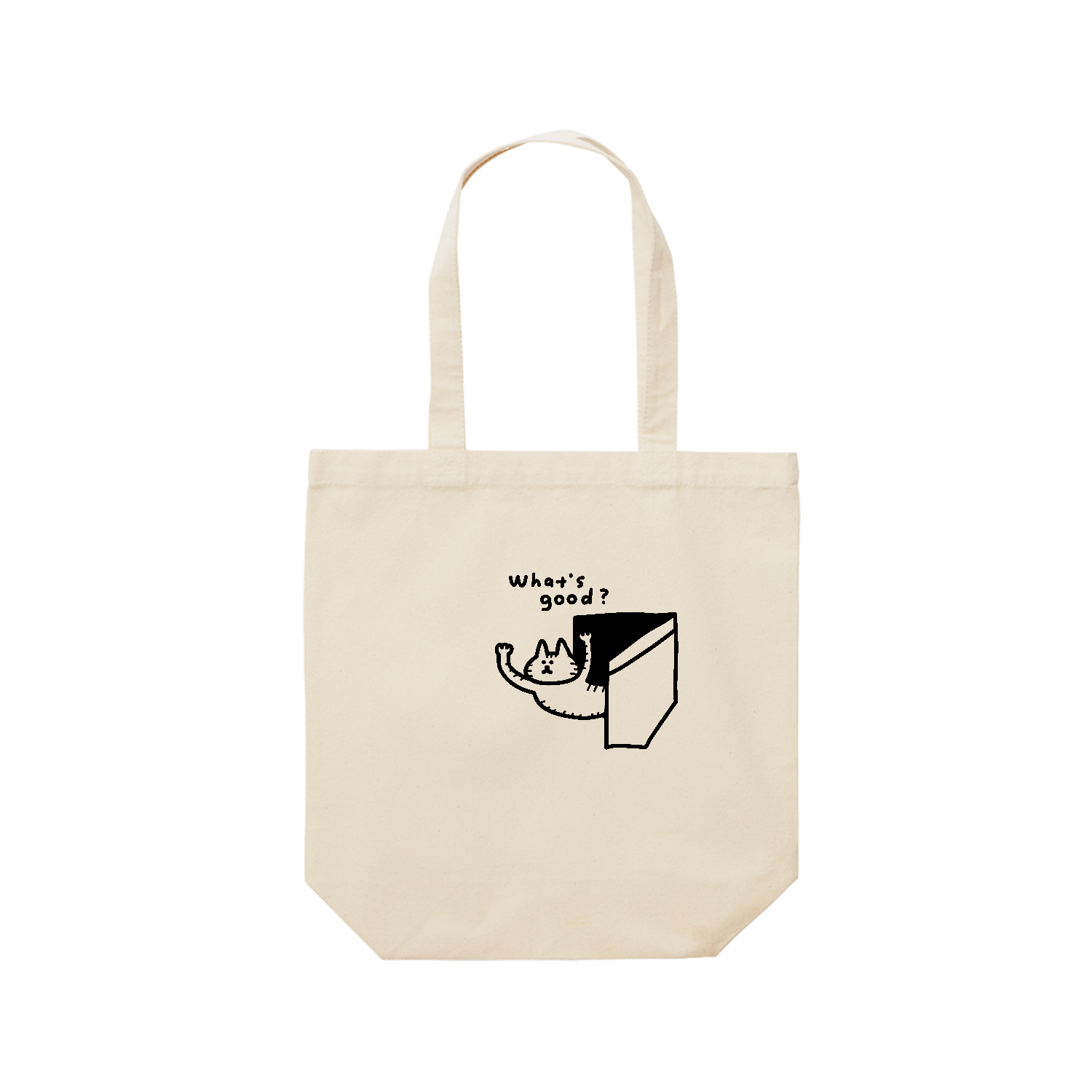 ポケットを開けて出てくるネコ レギュラーキャンバストートバッグ(M) (フルカラー転写プリント)