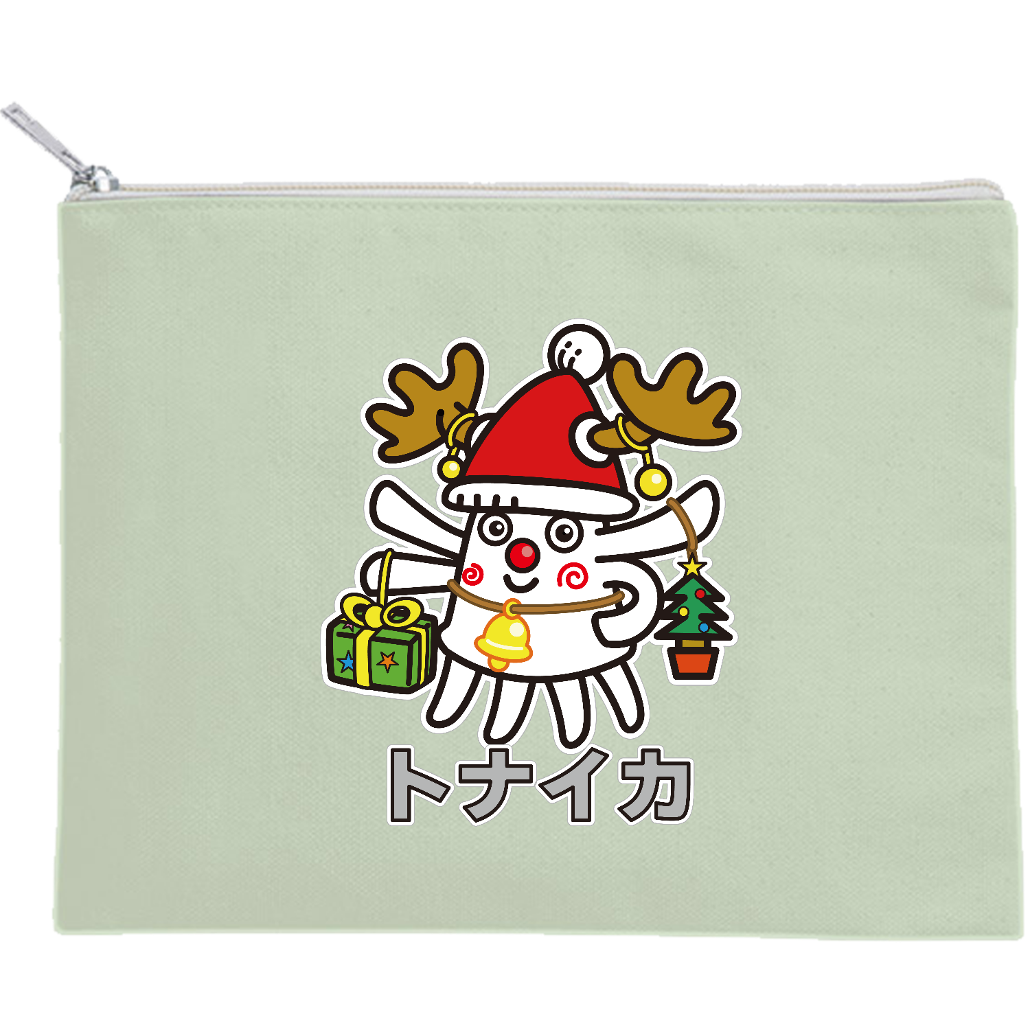 トナイカ キャンバスフラットポーチ（M）【白プリント有】