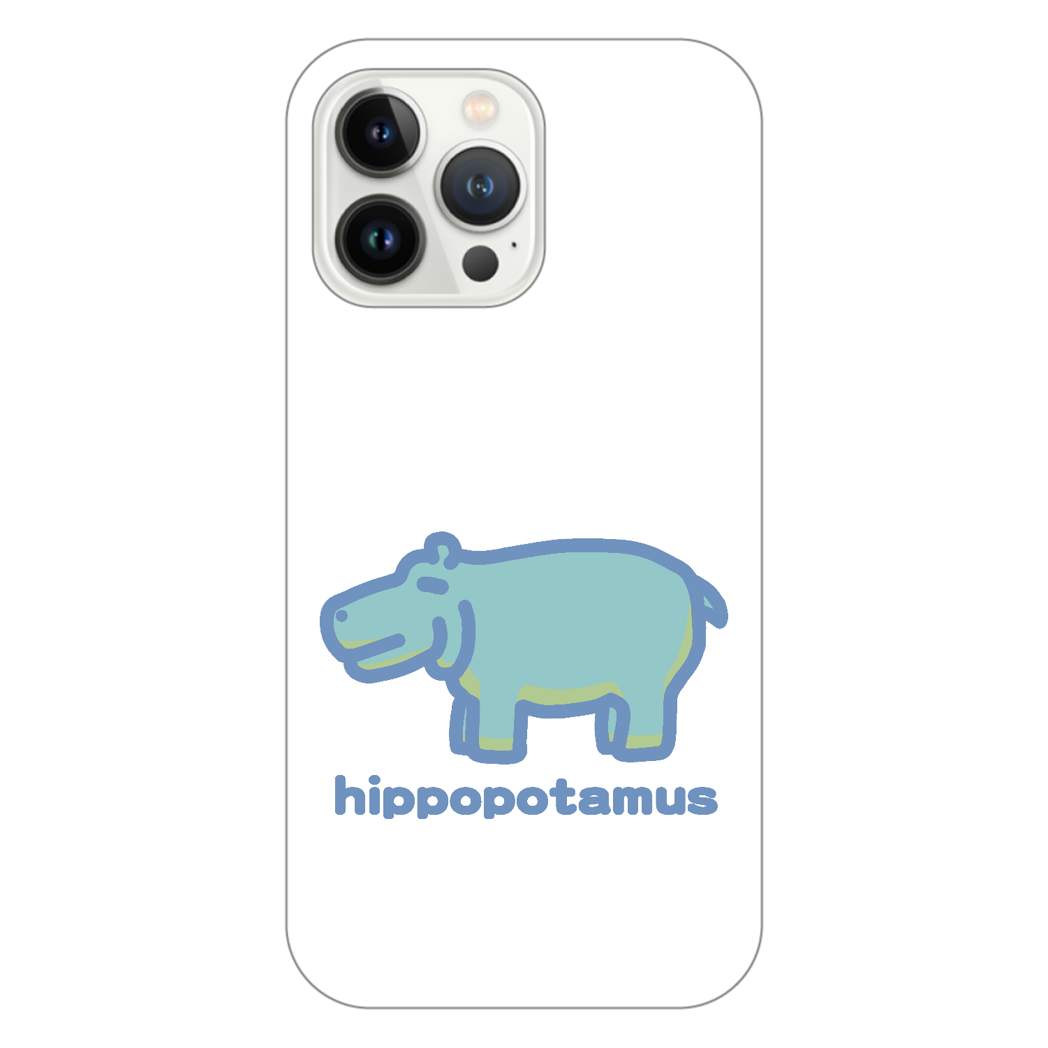 お昼が楽しみなカバ（みどり） iPhone14 Pro Max (白)