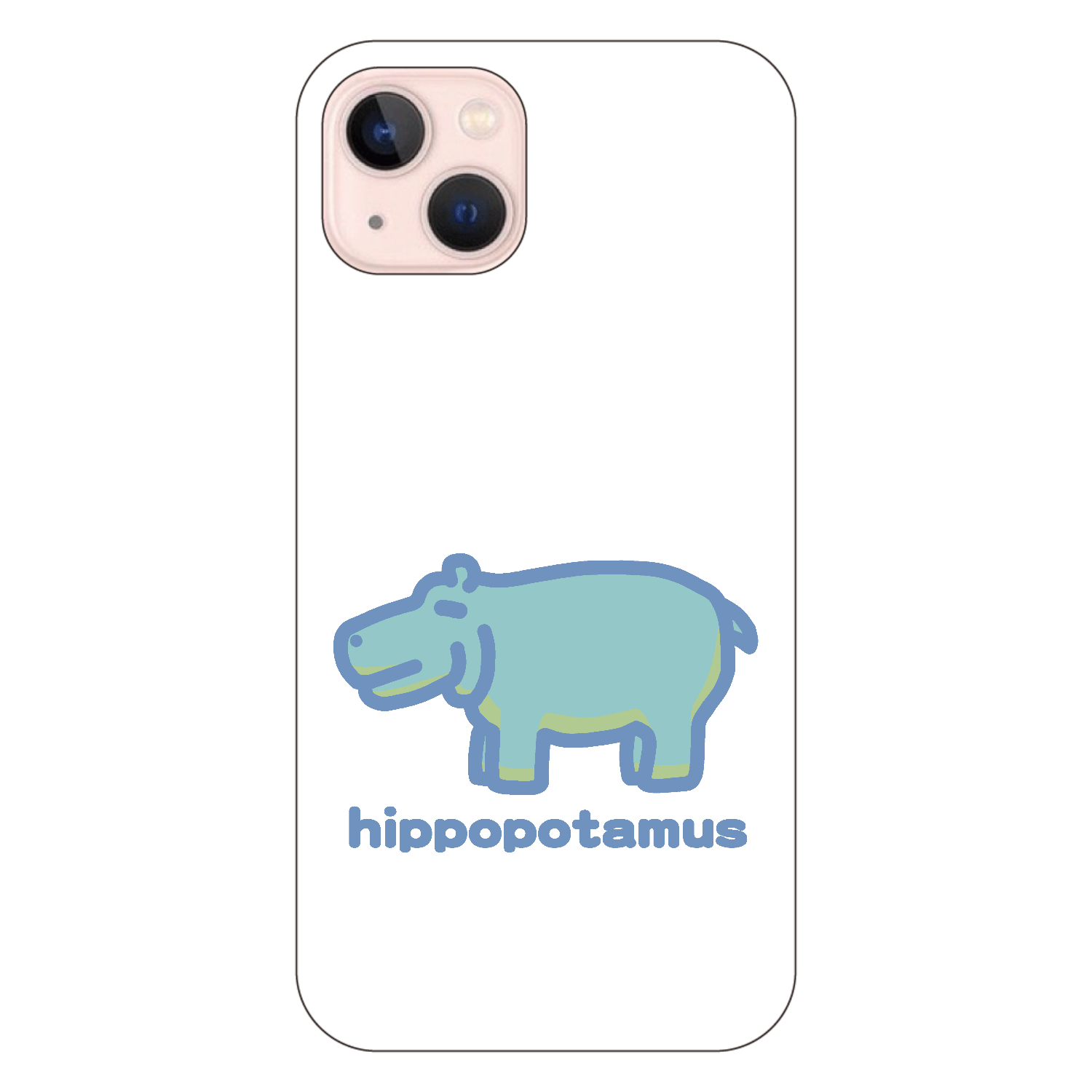 お昼が楽しみなカバ（あお） iPhone13 (白/黒) 