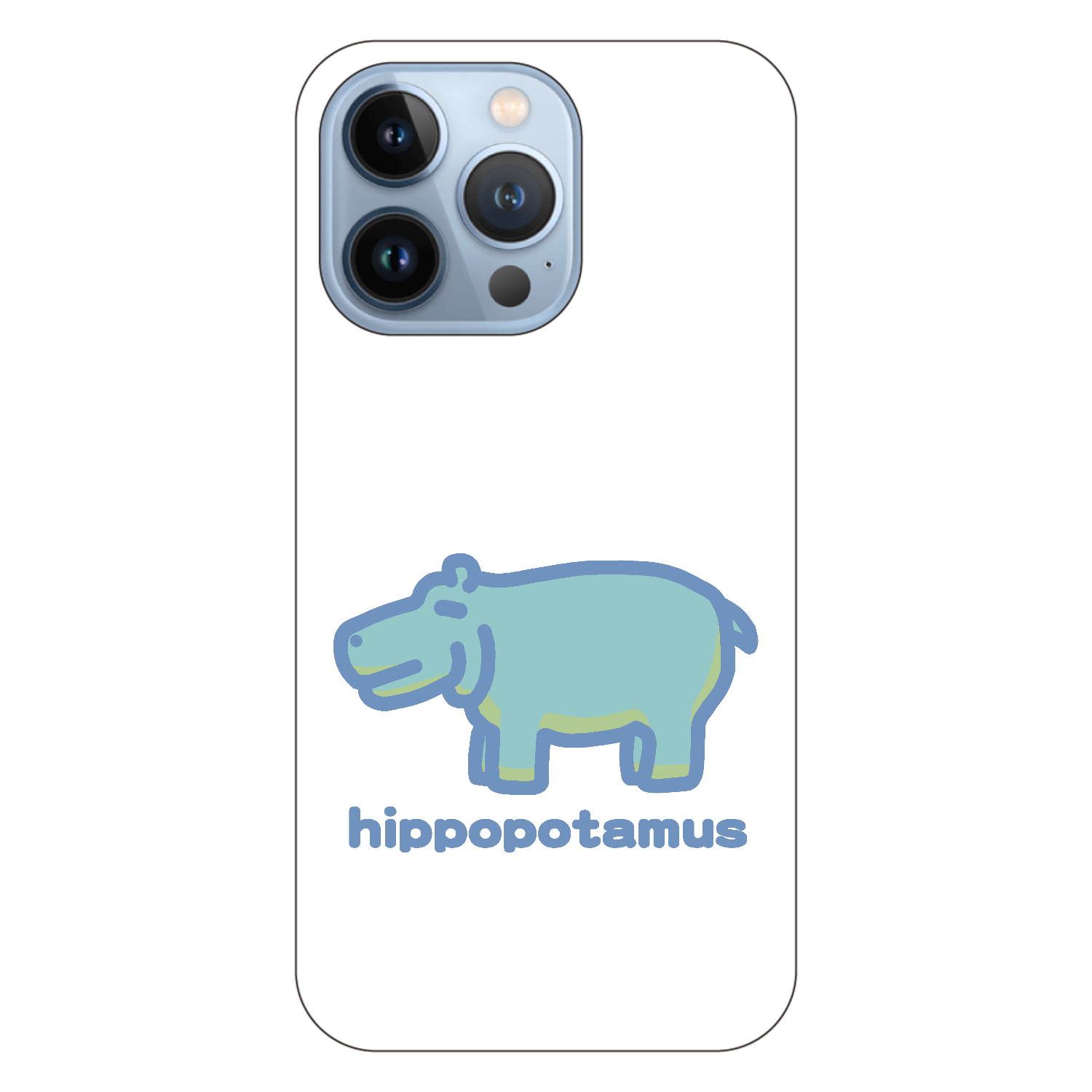 お昼が楽しみなカバ（あお） iPhone13 Pro (白/黒) 