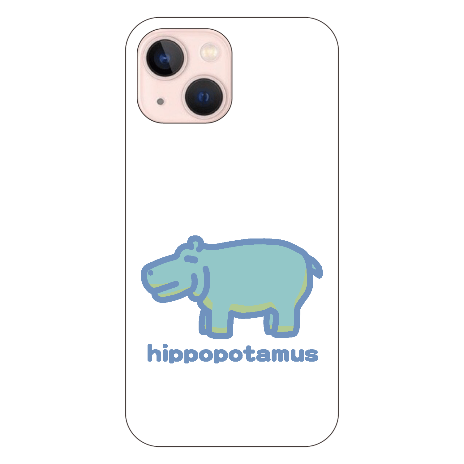 お昼が楽しみなカバ（あお） iPhone13 mini (白/黒) 