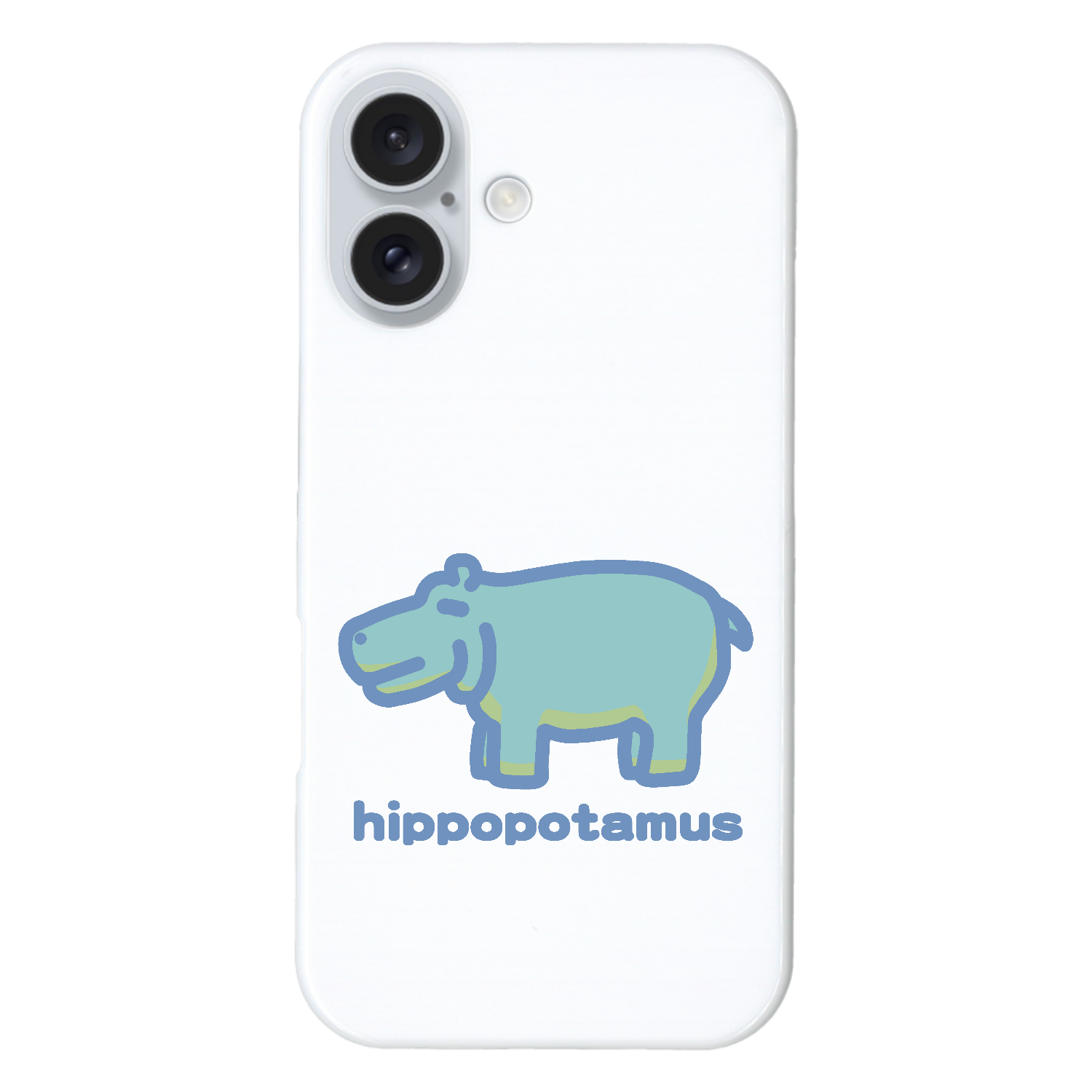 お昼が楽しみなカバ（あお） iPhone16 (ハードケース)