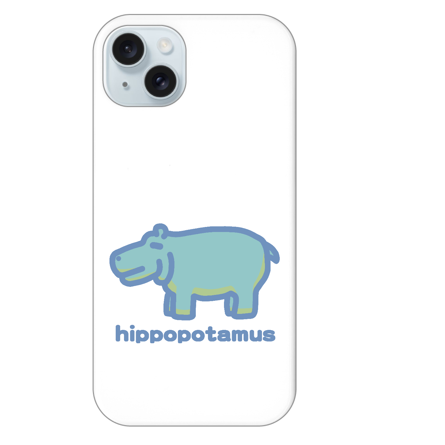 お昼が楽しみなカバ（あお） iPhone15 Plus (ハードケース)