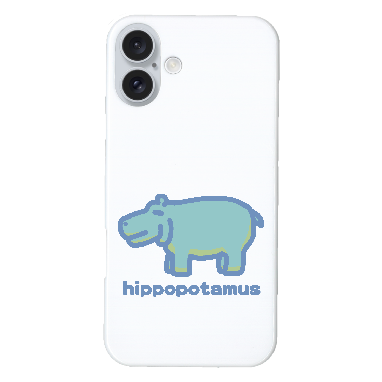お昼が楽しみなカバ（あお） iPhone16 Plus (ハードケース)