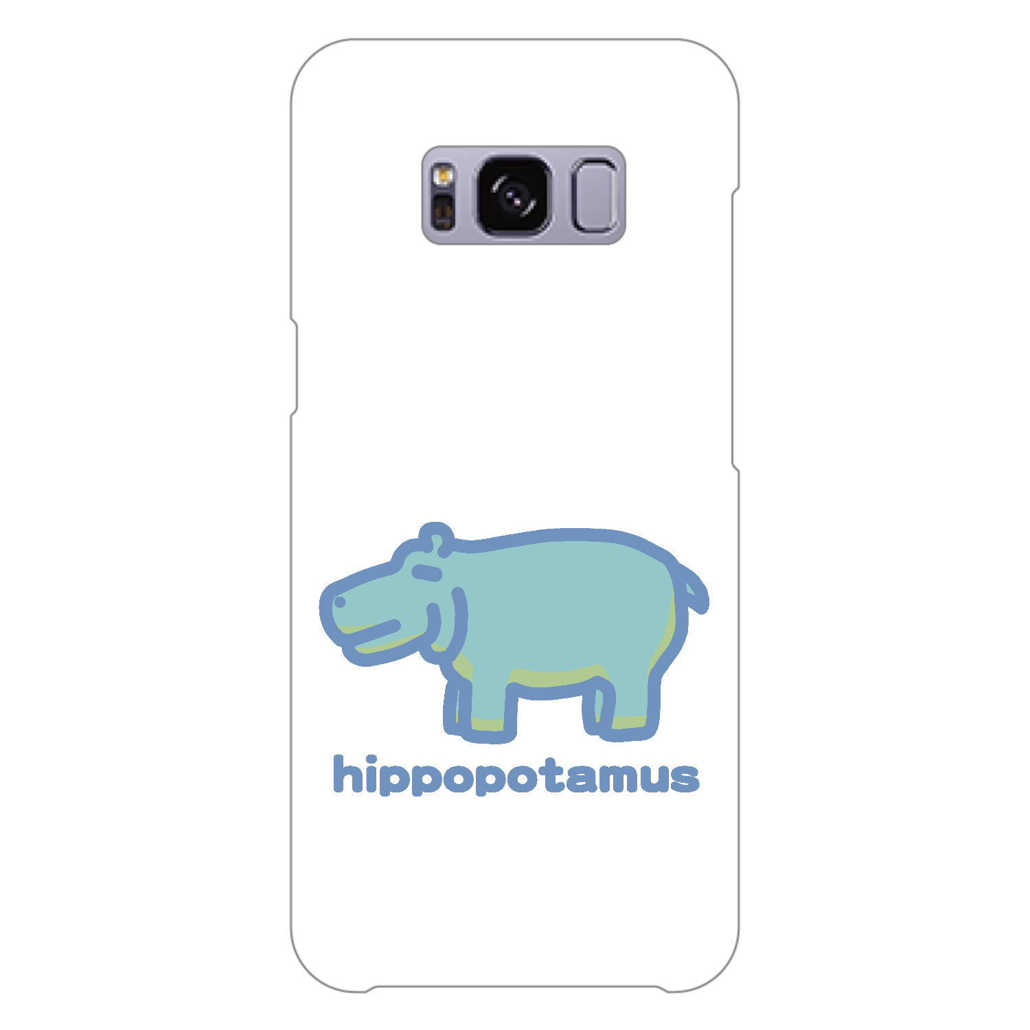 お昼が楽しみなカバ（あお） Galaxy S8 (SC-02J)(白)