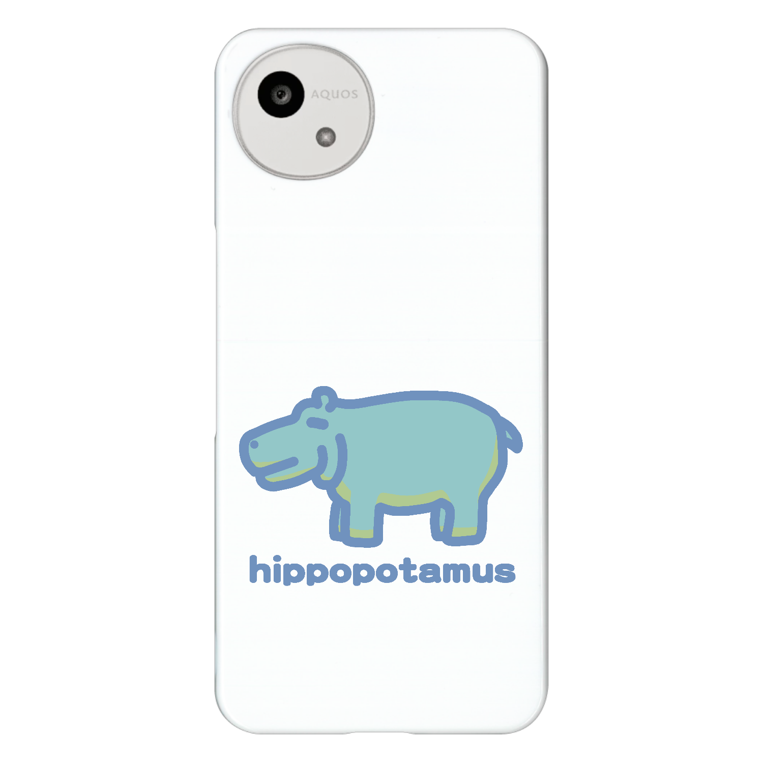 お昼が楽しみなカバ（あお） AQUOS wish5 (SH-52F/A502SH/SH-M32) ハードケース
