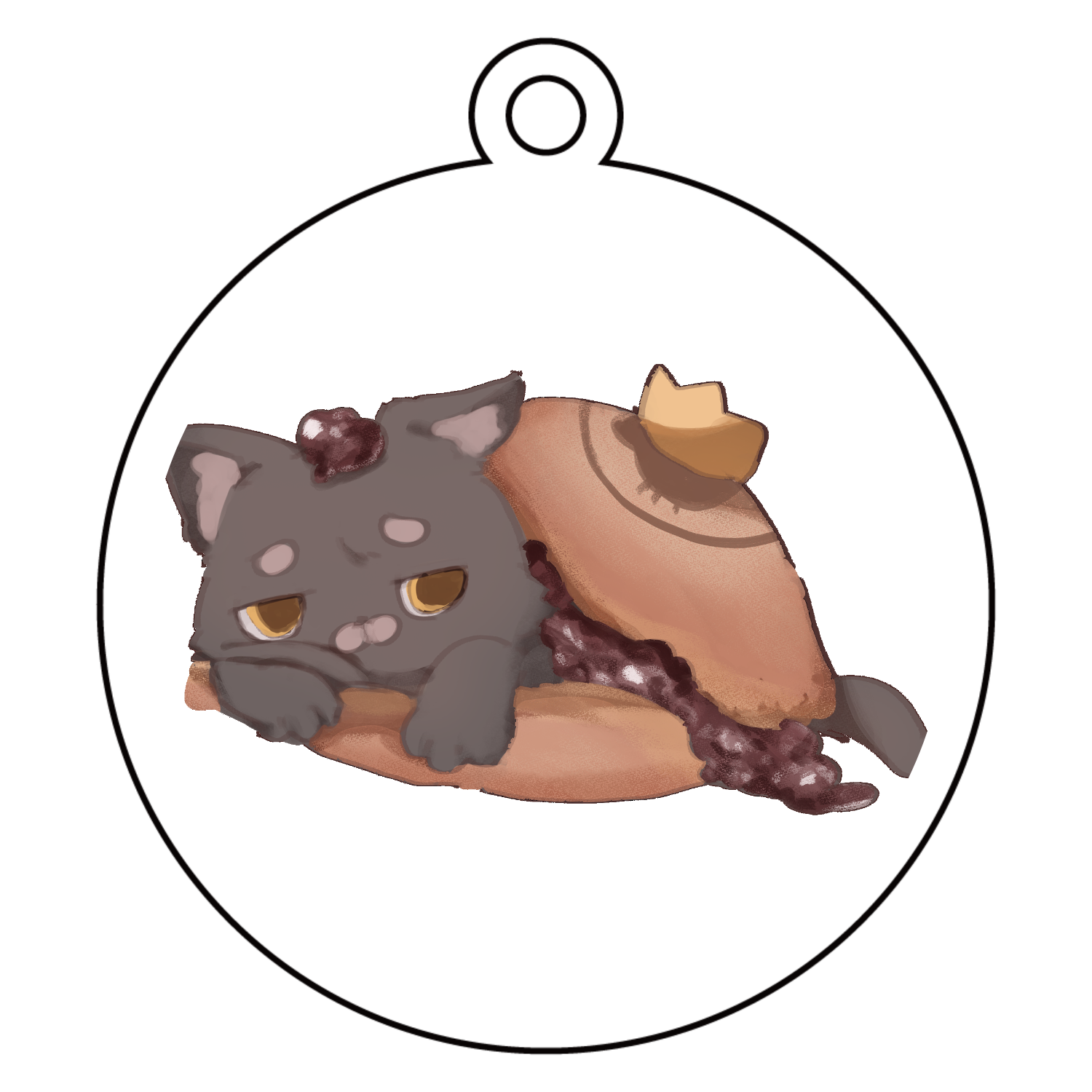 ぽてぽてねこちゃま　どら焼き アクリルキーホルダー　丸型 (6cm)