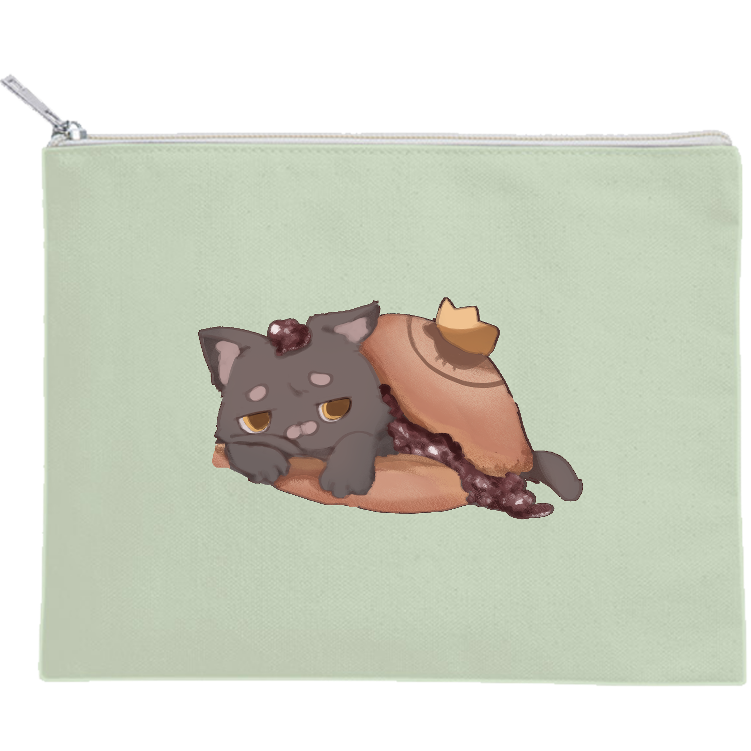 ぽてぽてねこちゃま　どら焼き キャンバスポーチ（M）【白プリント有】