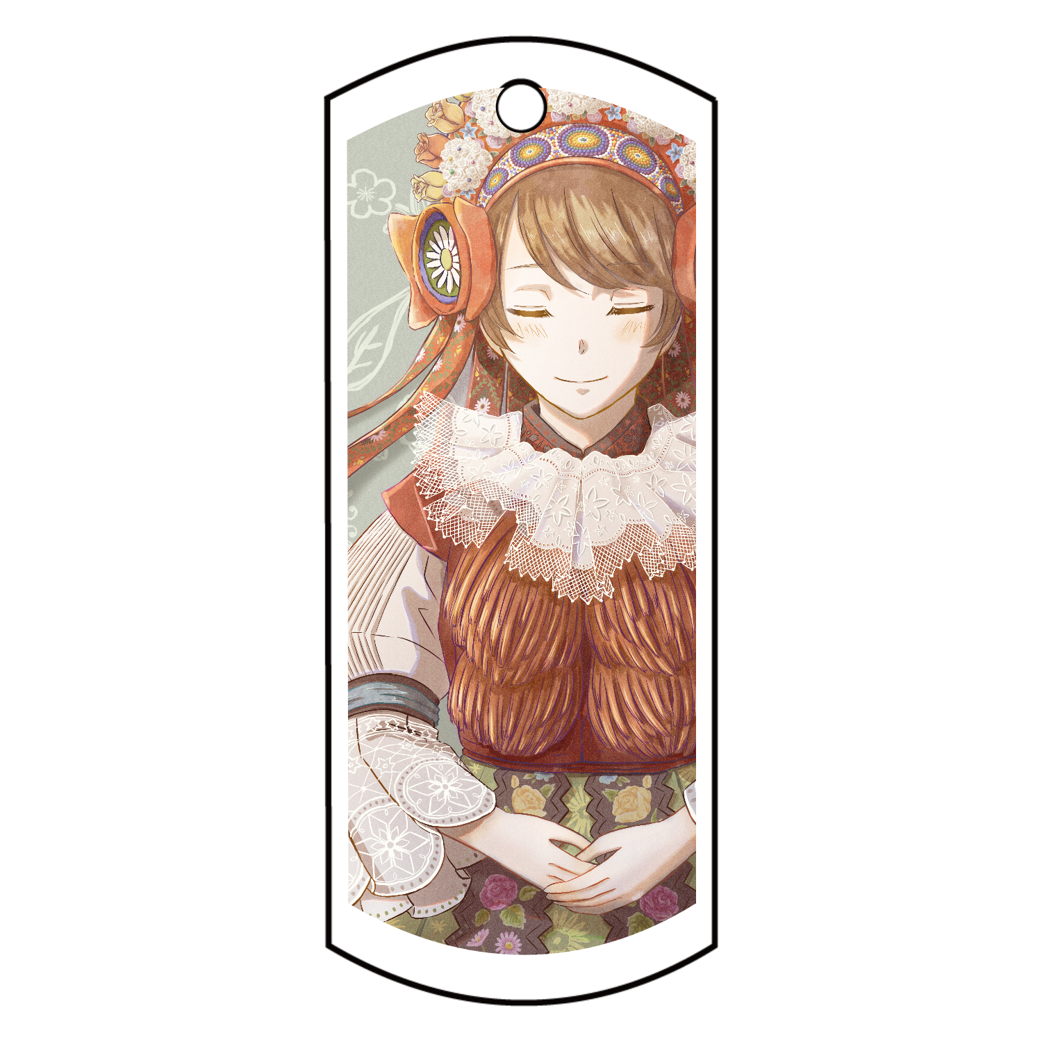 チェコ民族衣装の女の子アクリルキーホルダー　タグ型 (6cm)1