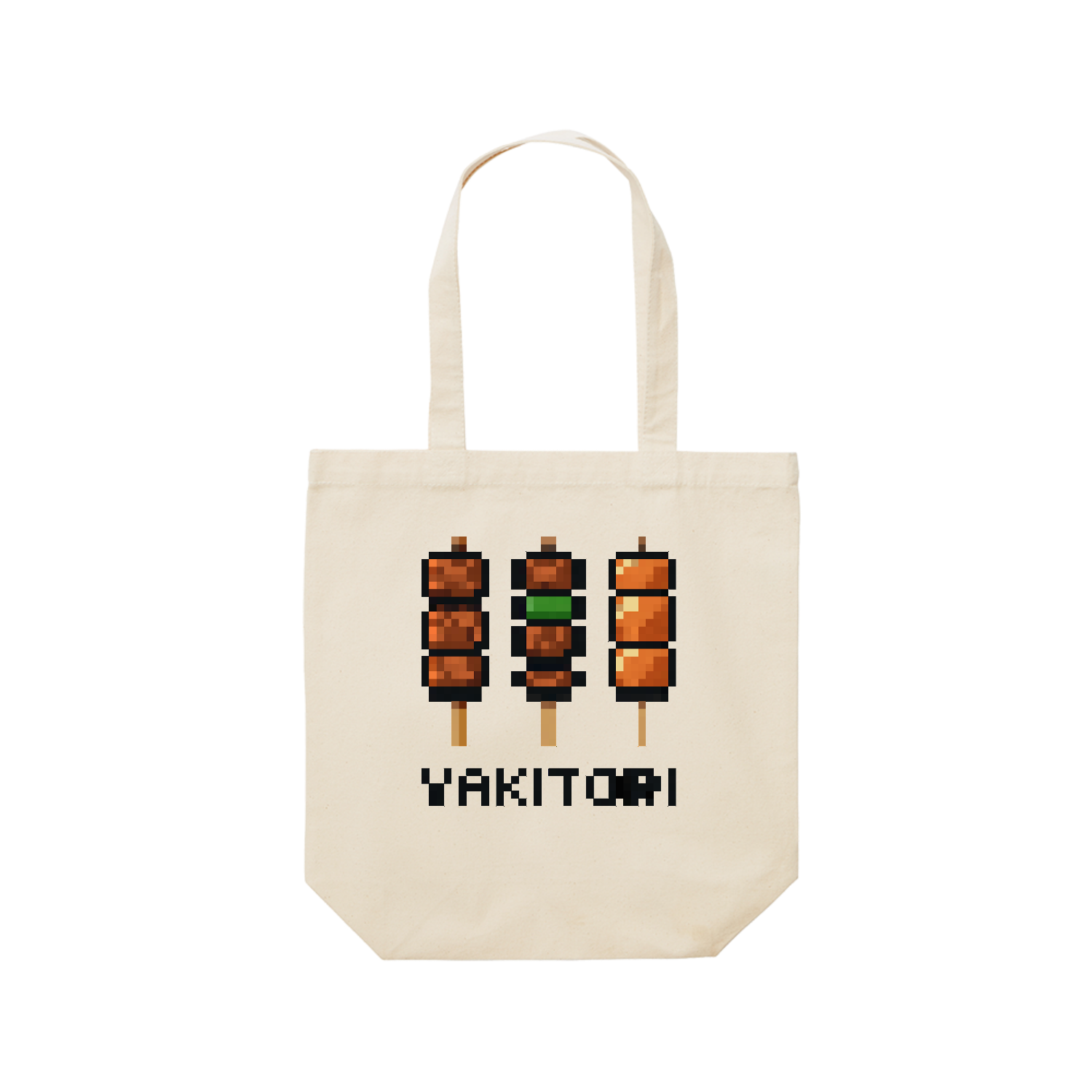 焼き鳥・3本 レギュラーキャンバストートバッグ(M) (フルカラー転写プリント)