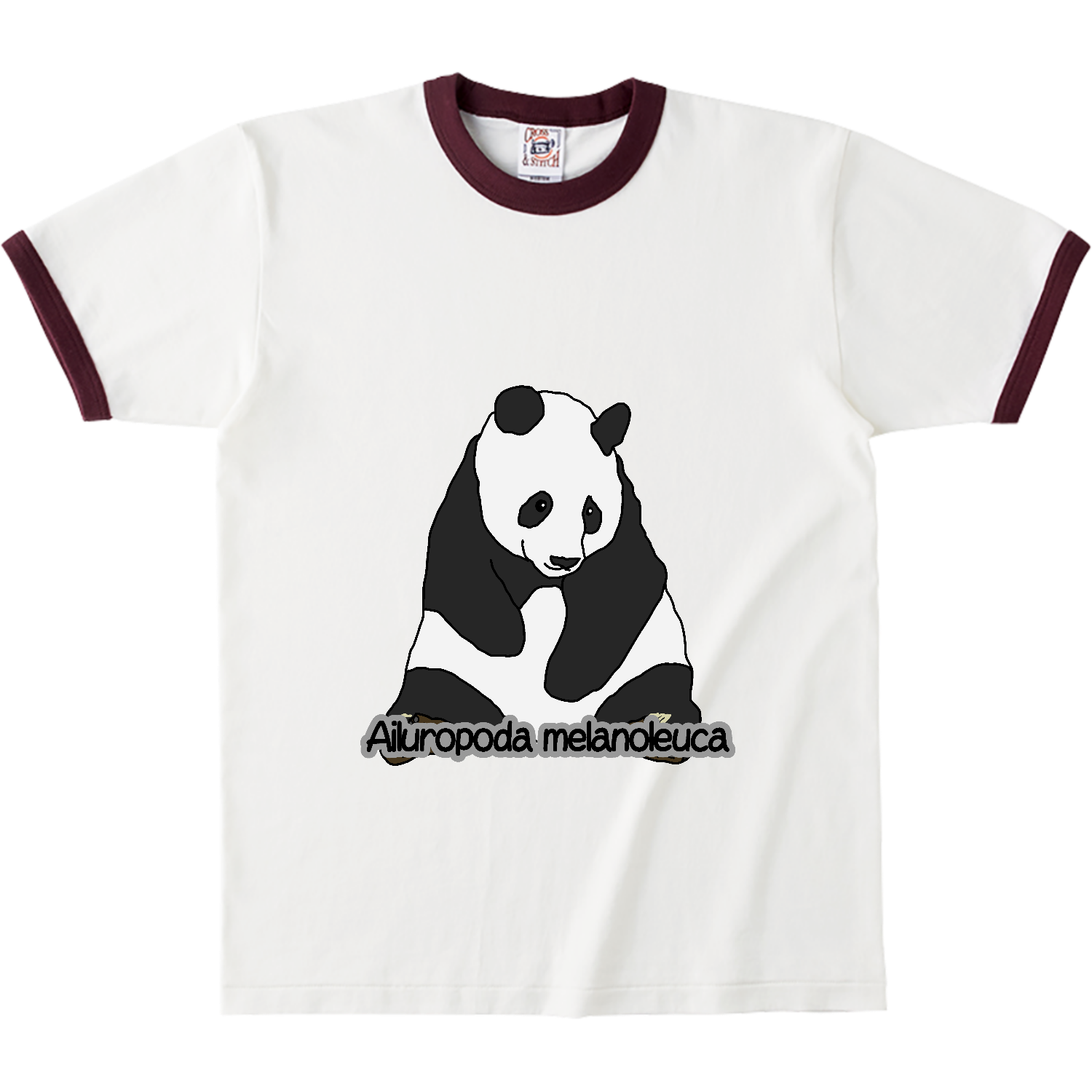 パンダのイラスト オープンエンドマックスウェイトリンガーTシャツ