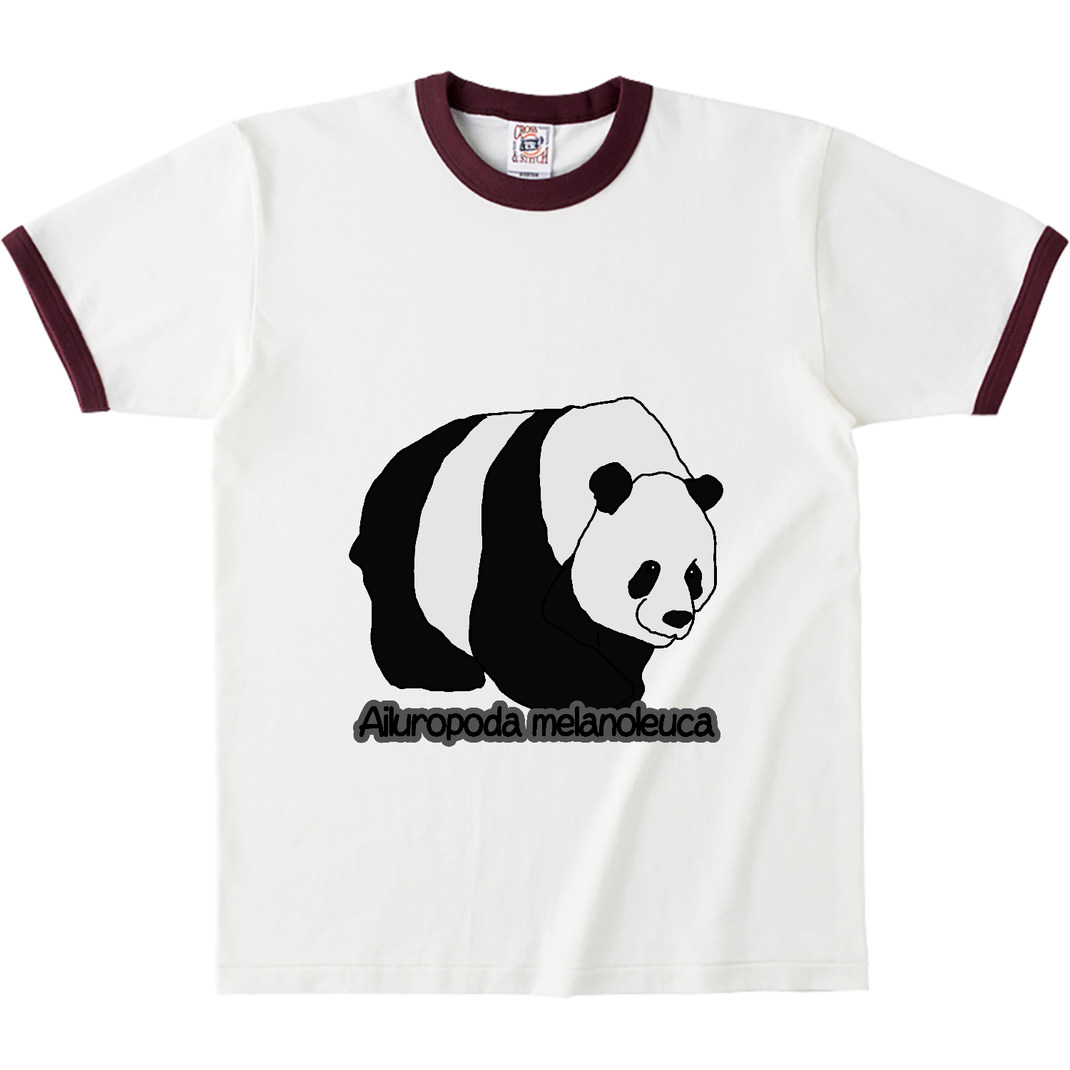 パンダのイラスト オープンエンドマックスウェイトリンガーTシャツ