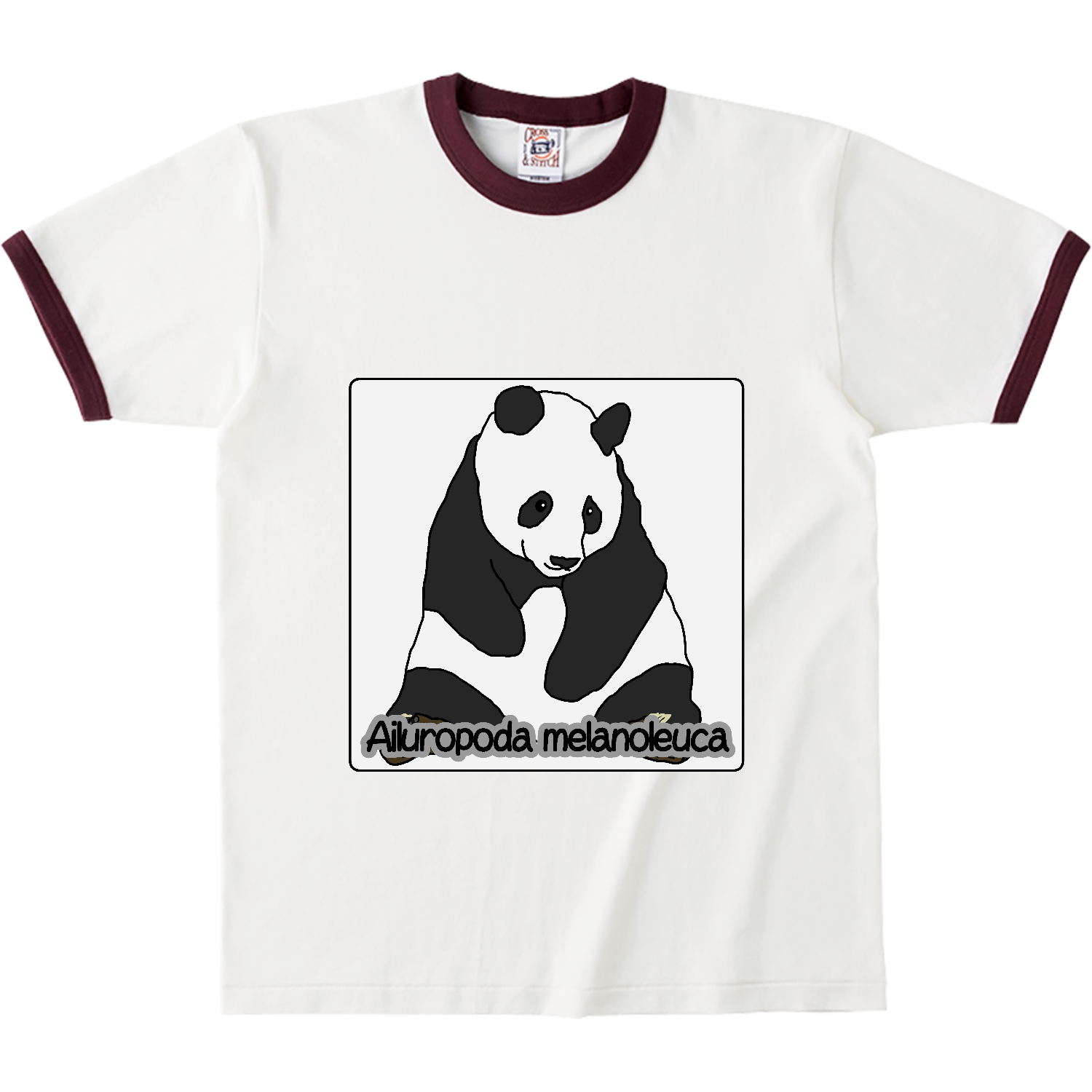 パンダのイラスト オープンエンドマックスウェイトリンガーTシャツ