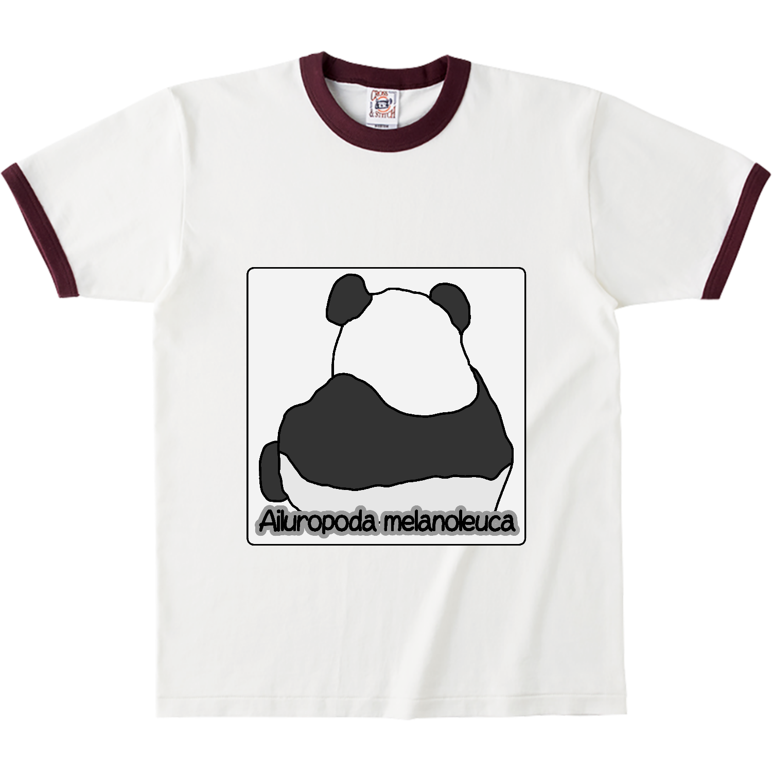 パンダのイラスト オープンエンドマックスウェイトリンガーTシャツ