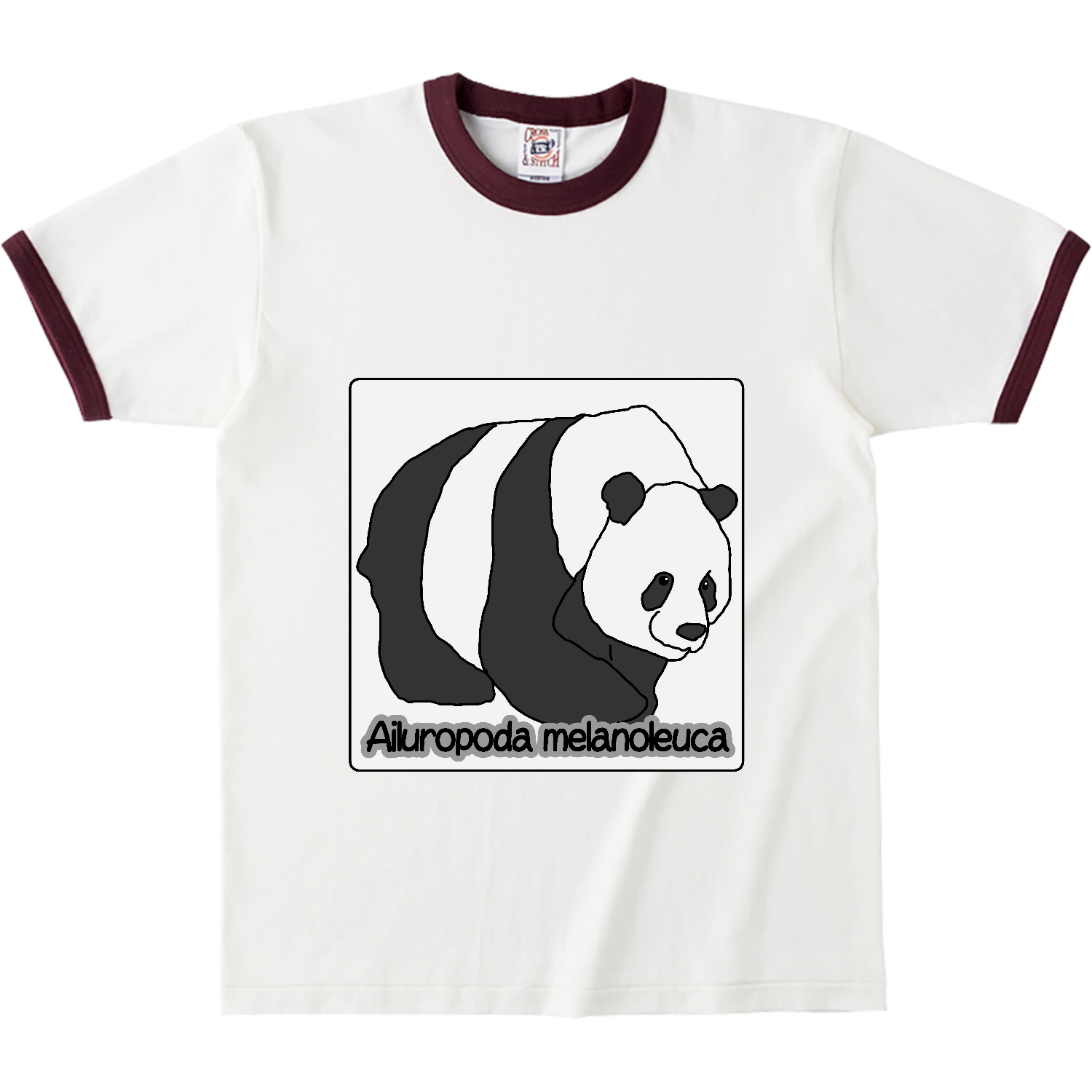 パンダのイラスト オープンエンドマックスウェイトリンガーTシャツ