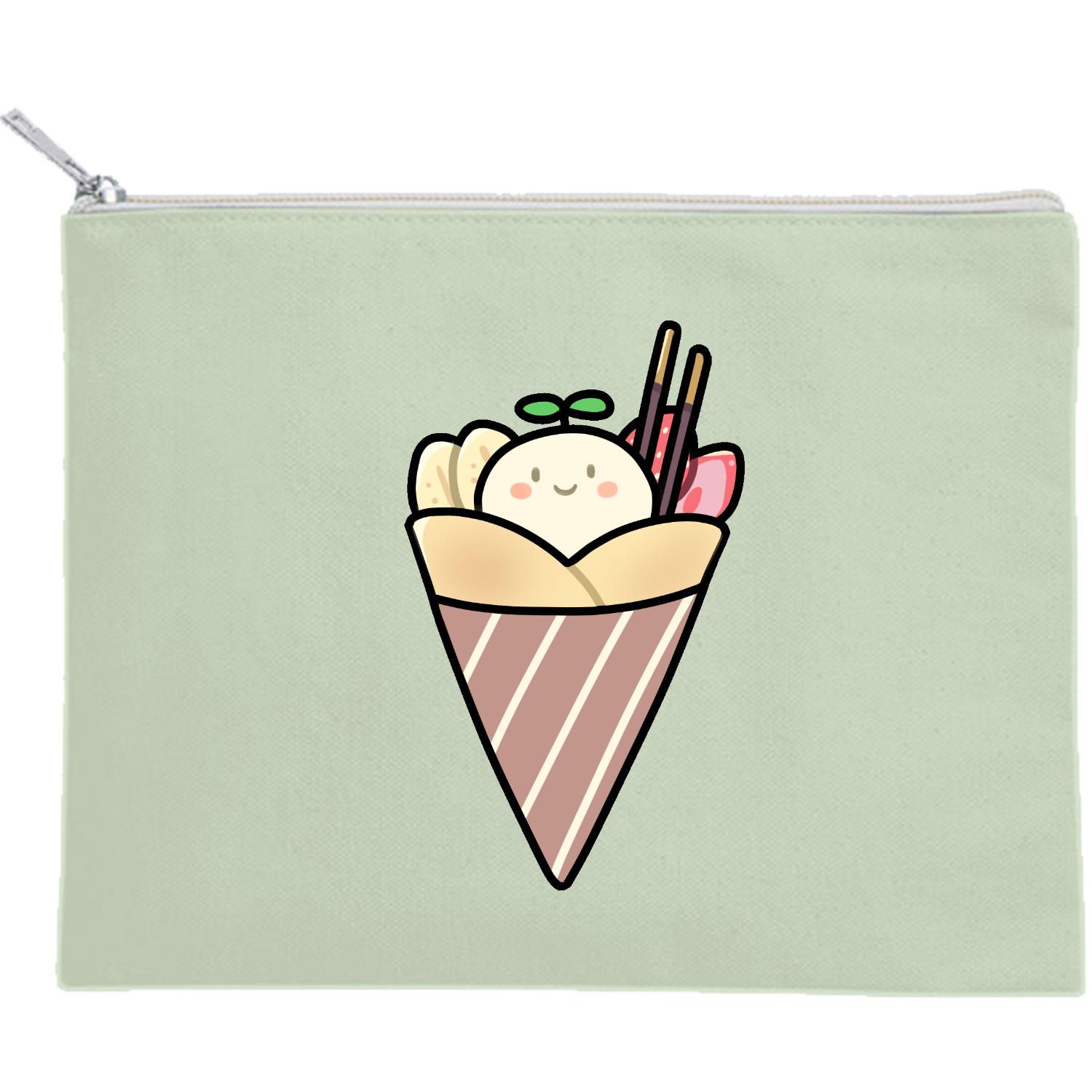 クレープ キャンバスフラットポーチ（M）【白プリント有】