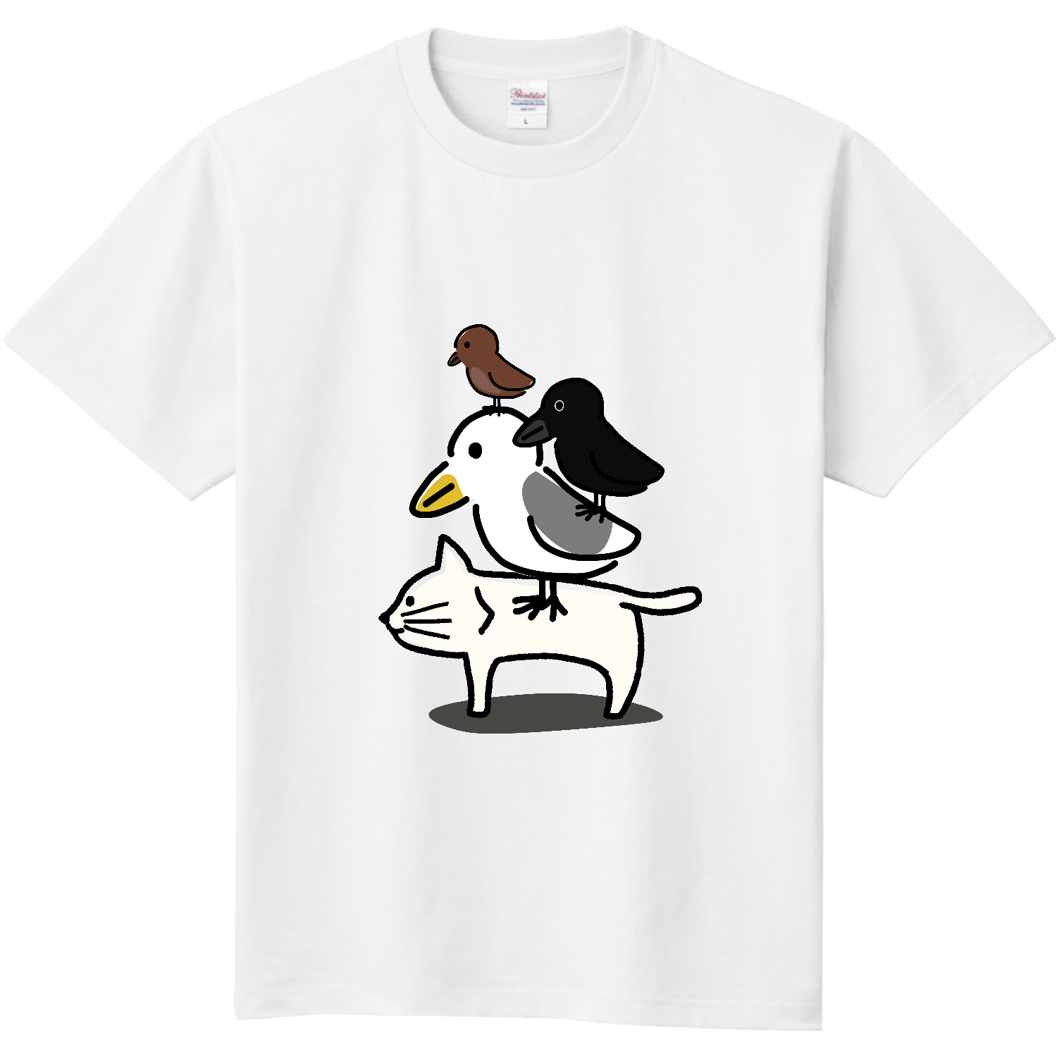 猫と鳥たち 定番Ｔシャツ