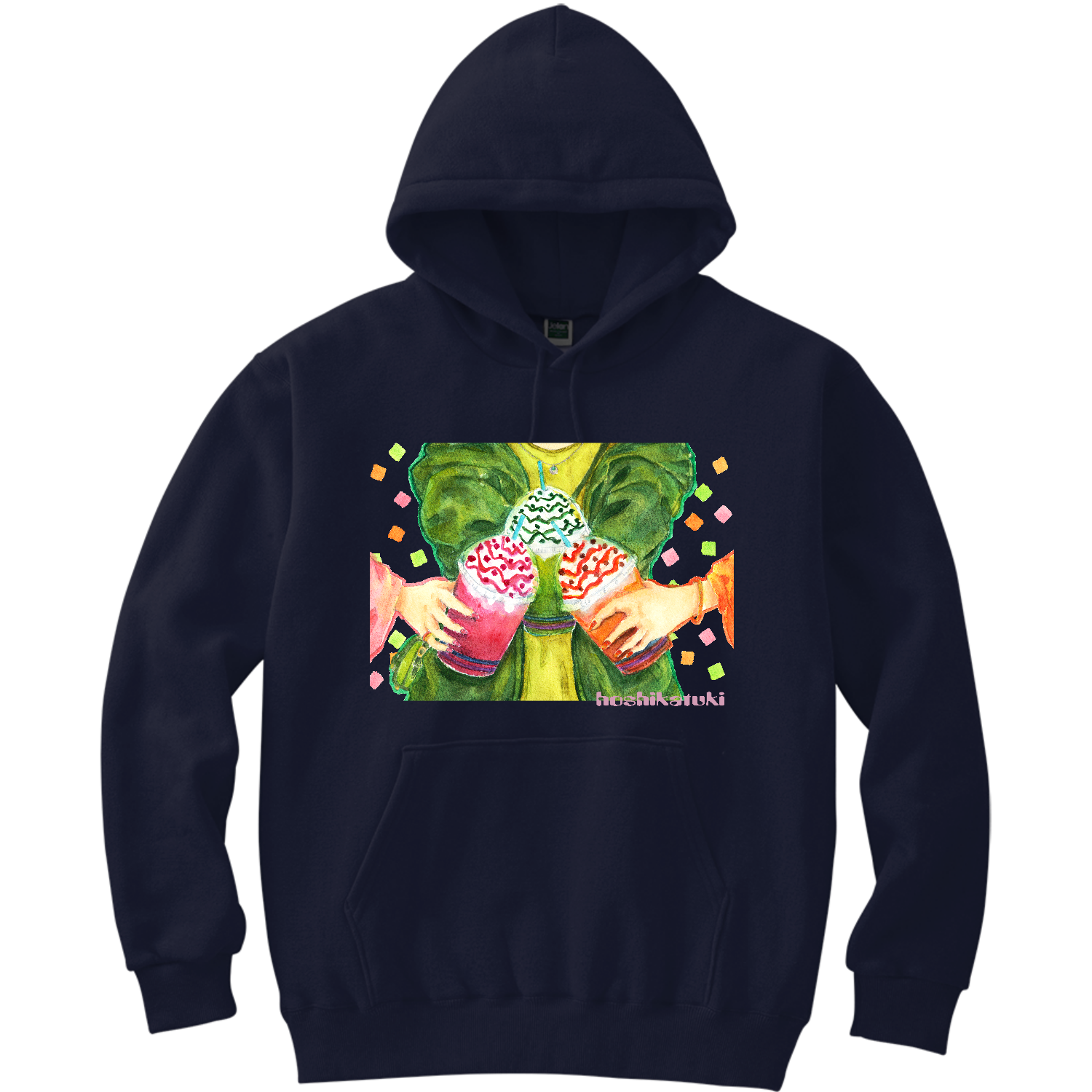 推し色フラペチーノ 軽量プルパーカー (長袖プリント)