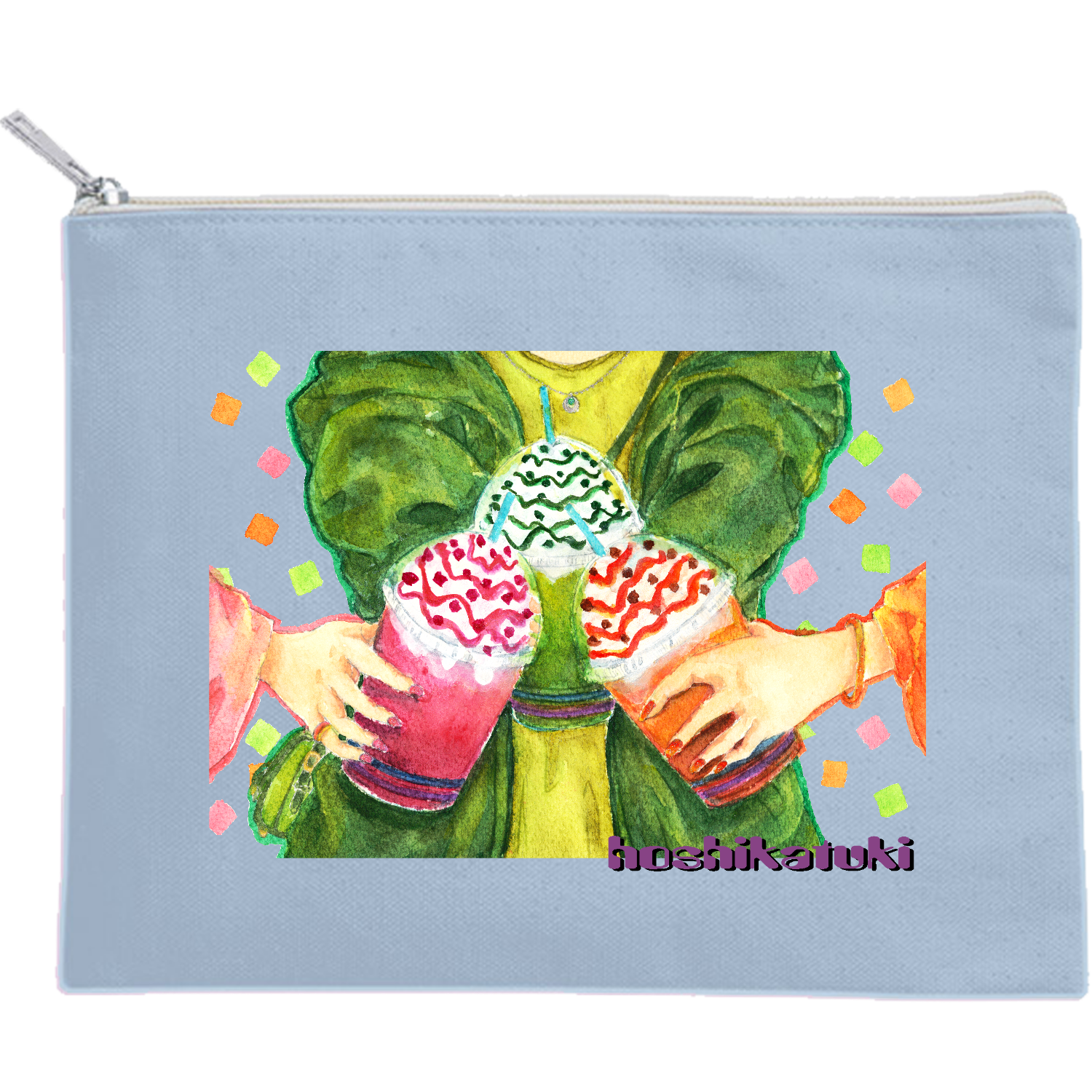 推し色フラペチーノ キャンバスポーチ（M）【白プリント有】