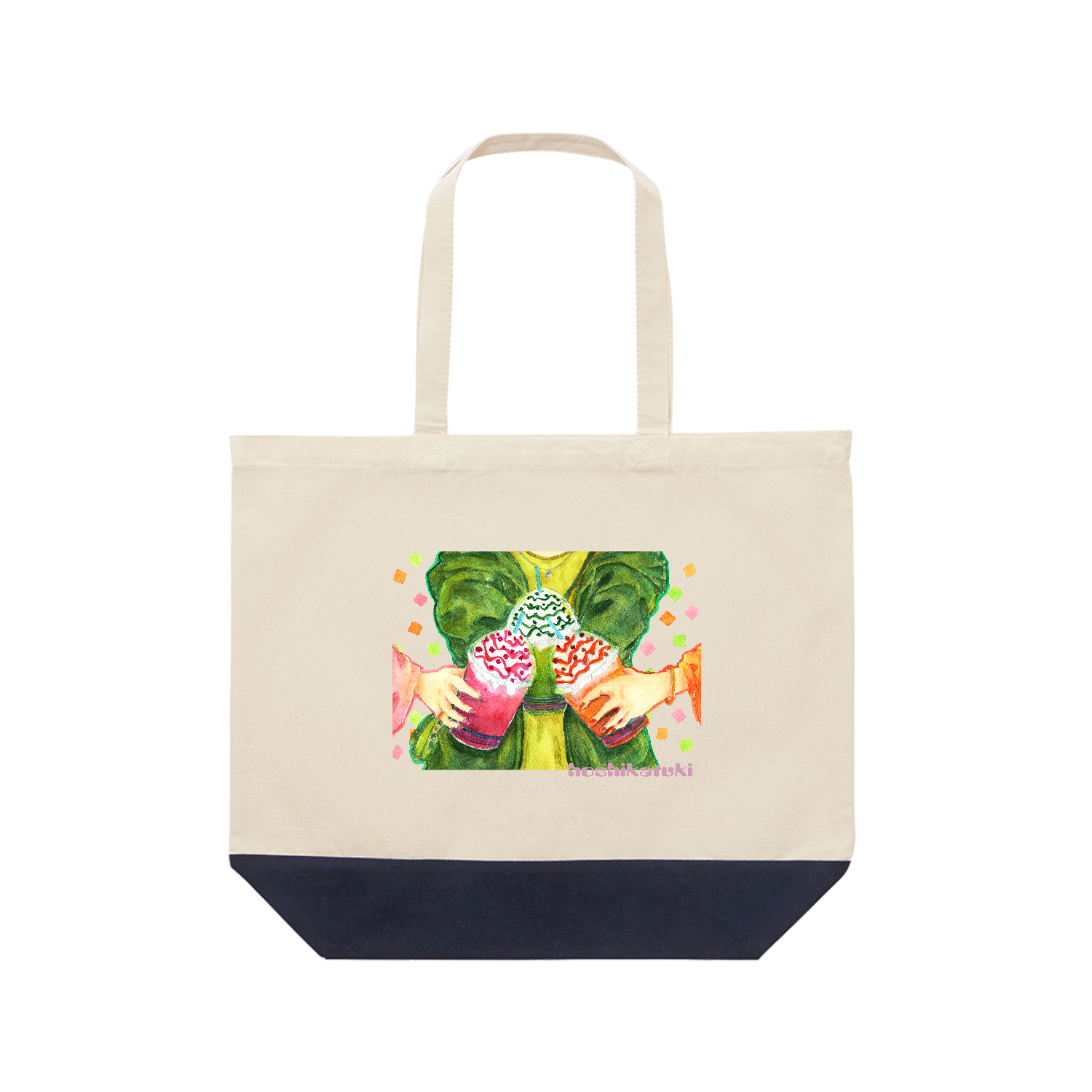 推し色フラペチーノ レギュラーキャンバストートバッグ(L) (フルカラー転写プリント)