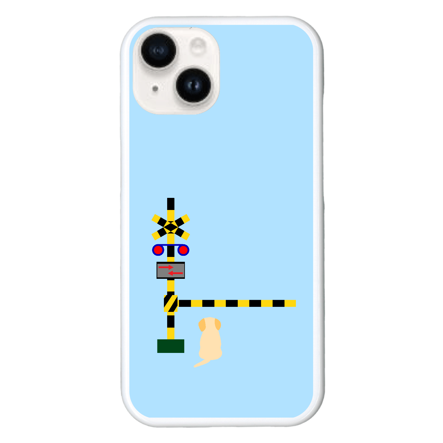 踏切のわんこ（あお） iPhone15 (ハードケース)
