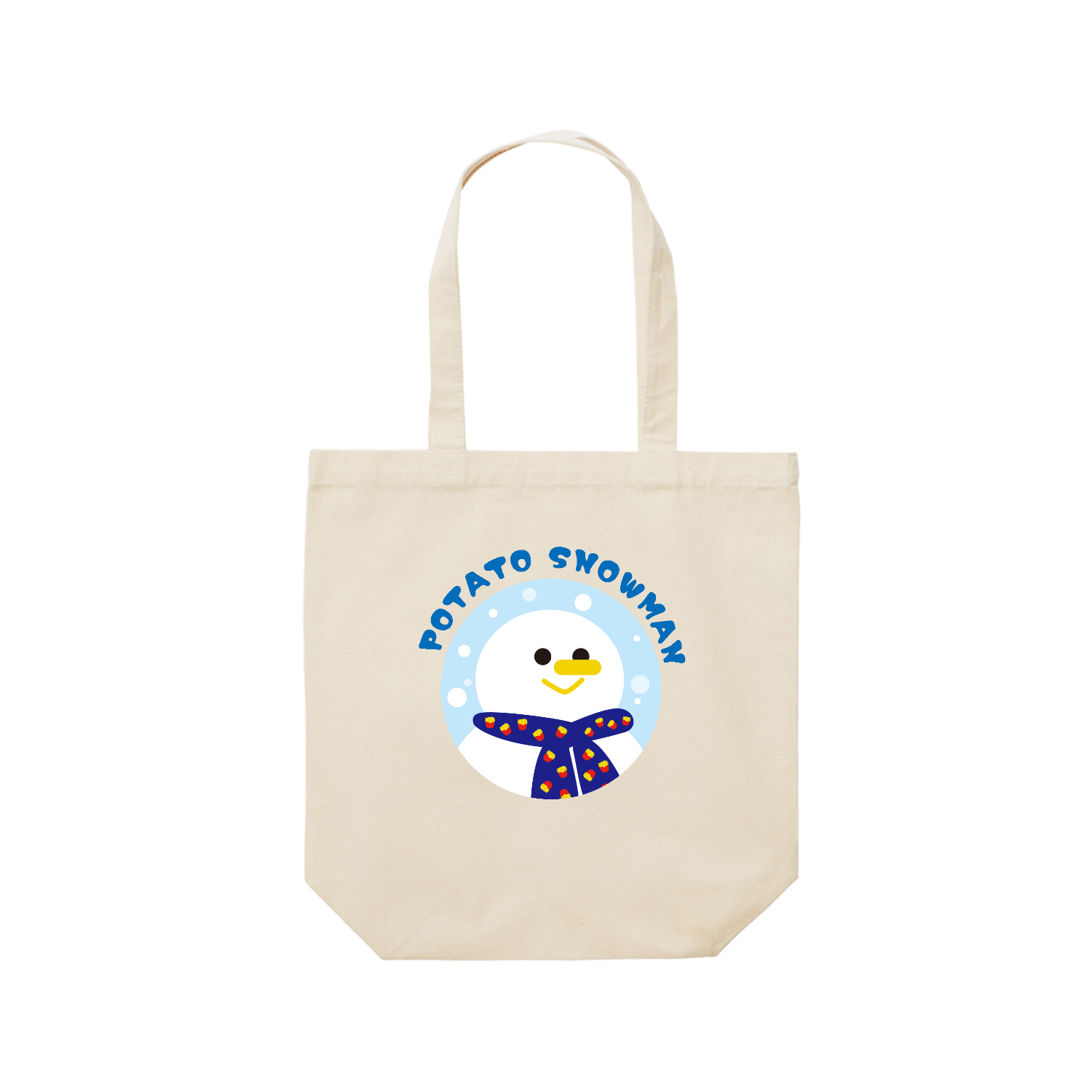 グラフィックシリーズ「ポテトスノーマン」 レギュラーキャンバストートバッグ(M) (フルカラー転写プリント)