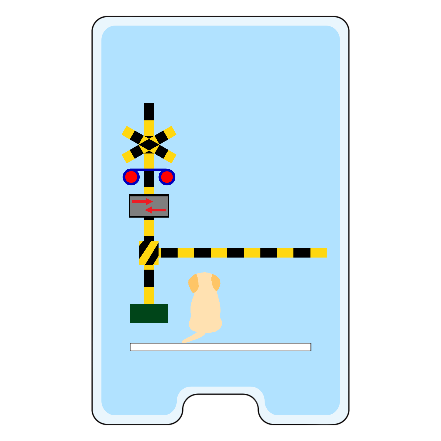 踏切のわんこ（あお）アクリル スマホスタンド1